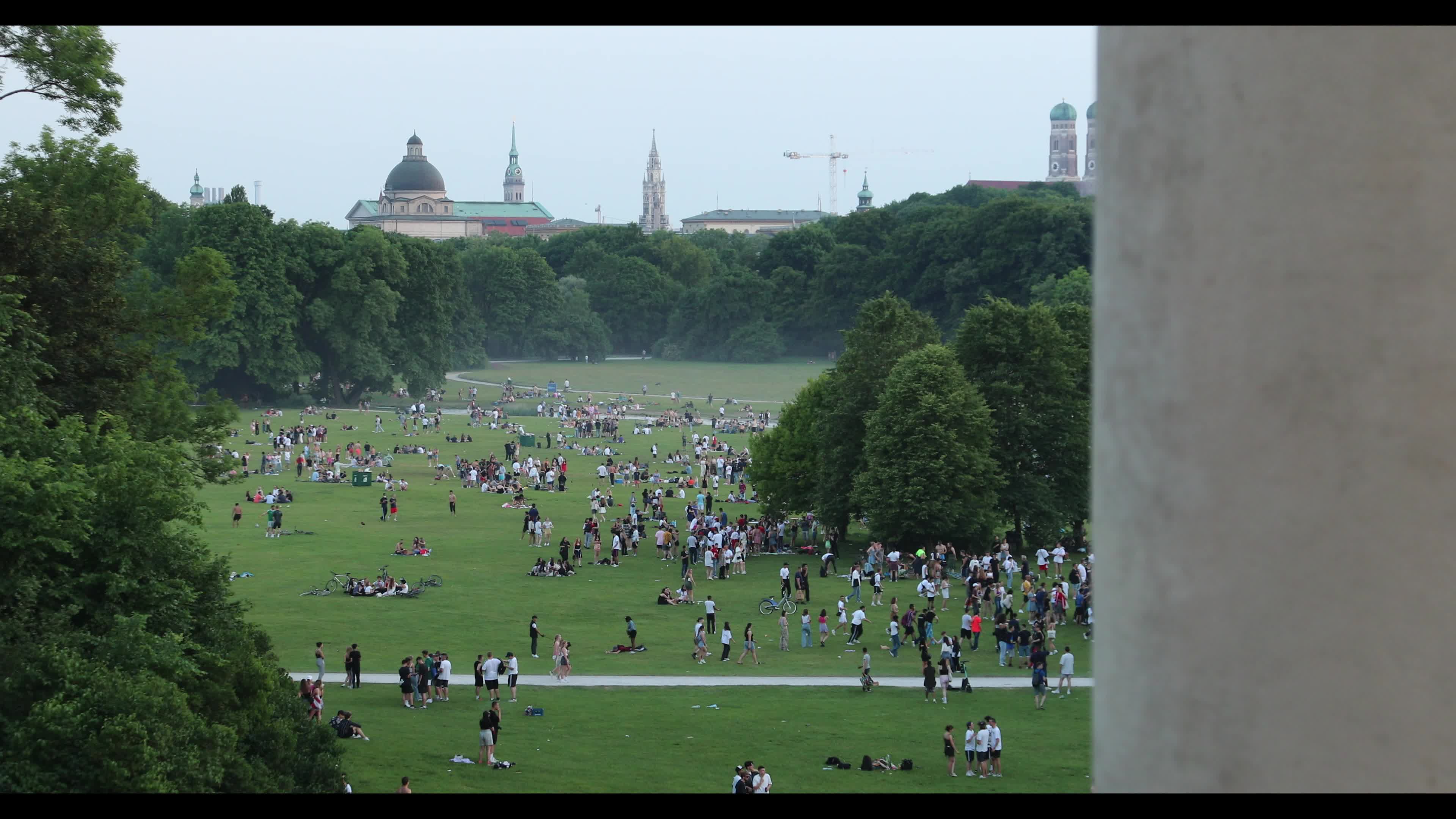 People at Englischer Garten park in Munich, Germany