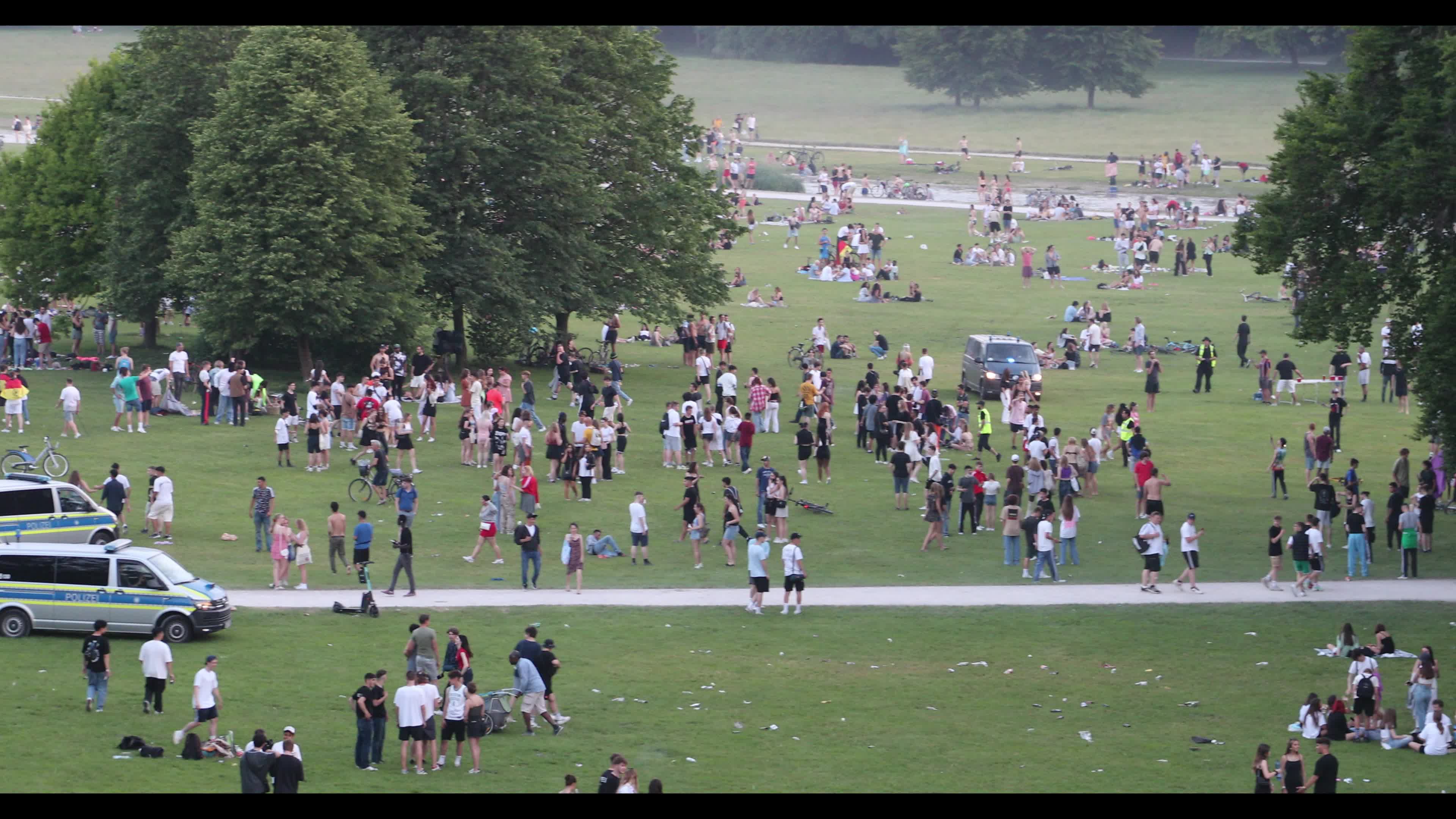People at Englischer Garten park in Munich, Germany