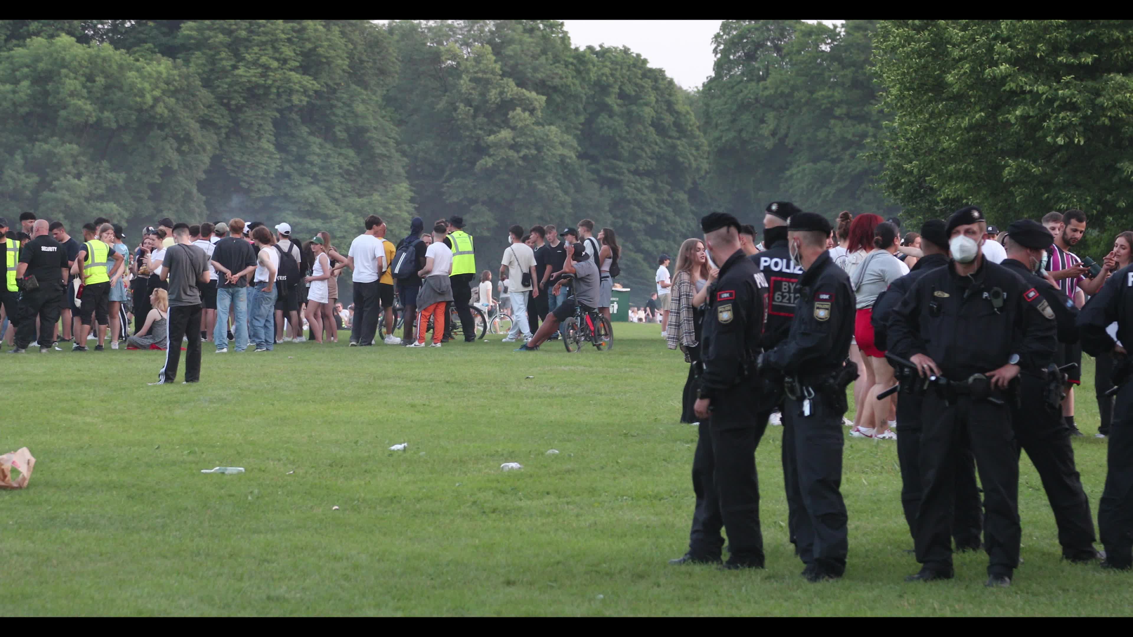 People at Englischer Garten park in Munich, Germany