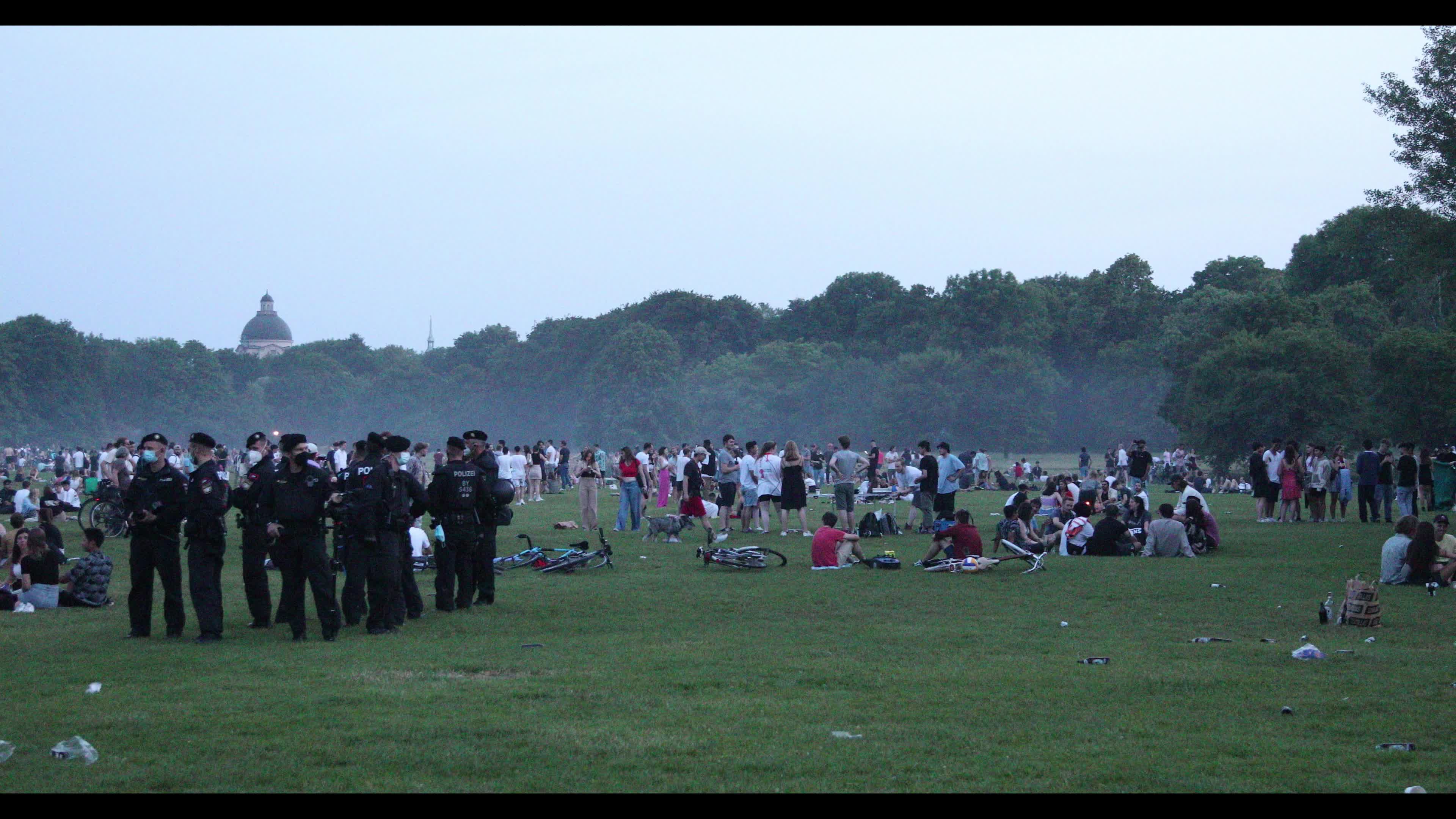 People at Englischer Garten park in Munich, Germany