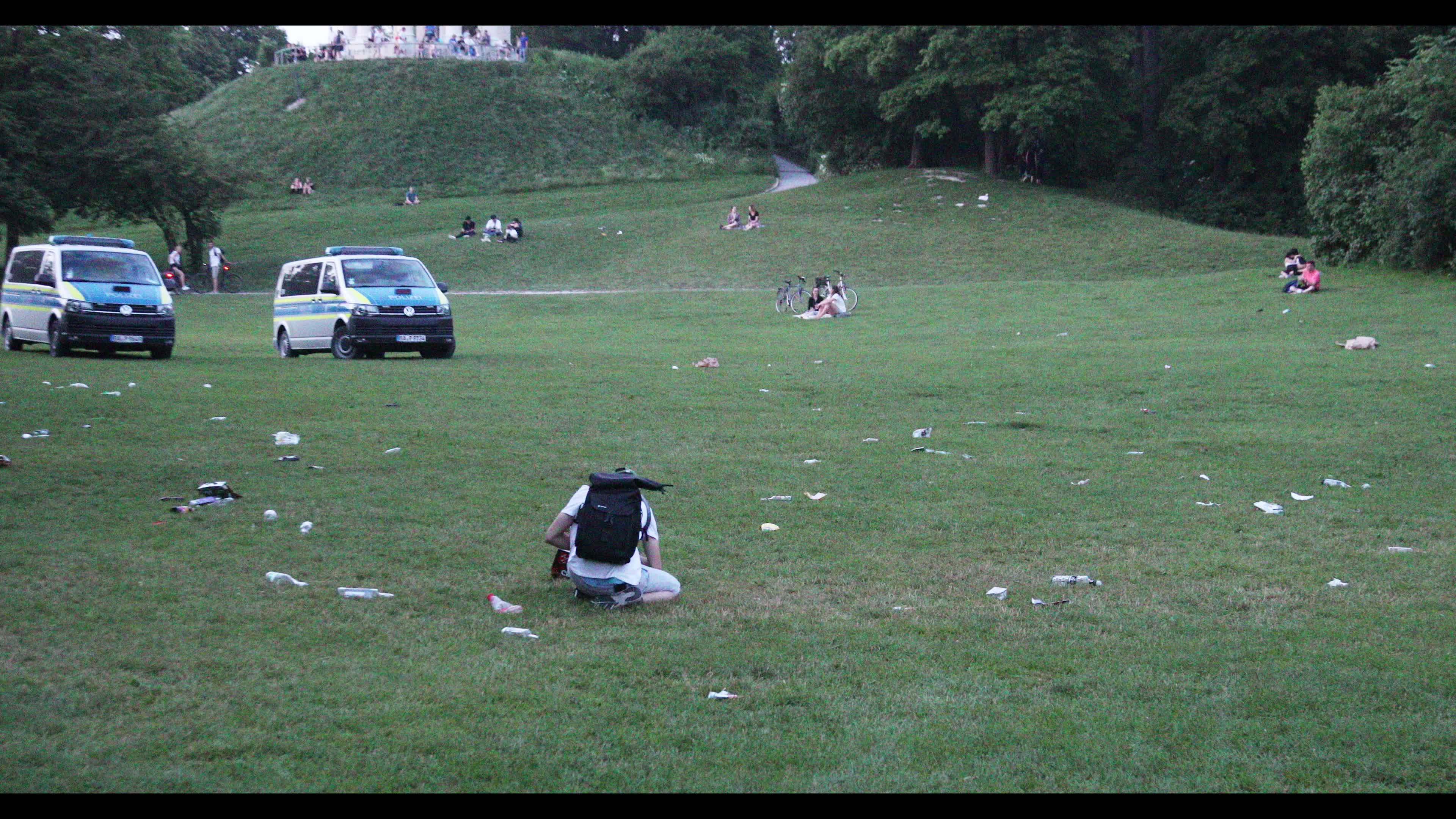 People at Englischer Garten park in Munich, Germany