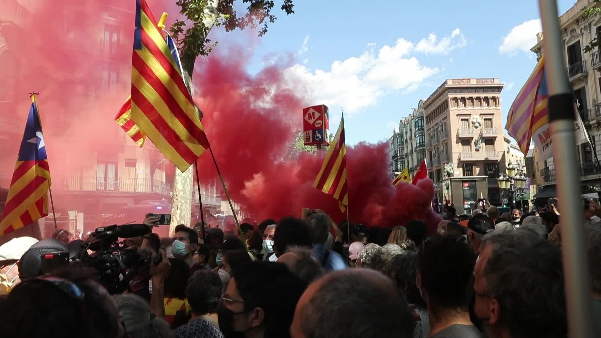 Demonstration against Spanish Presdent Pedro Sanchez in Barcelona