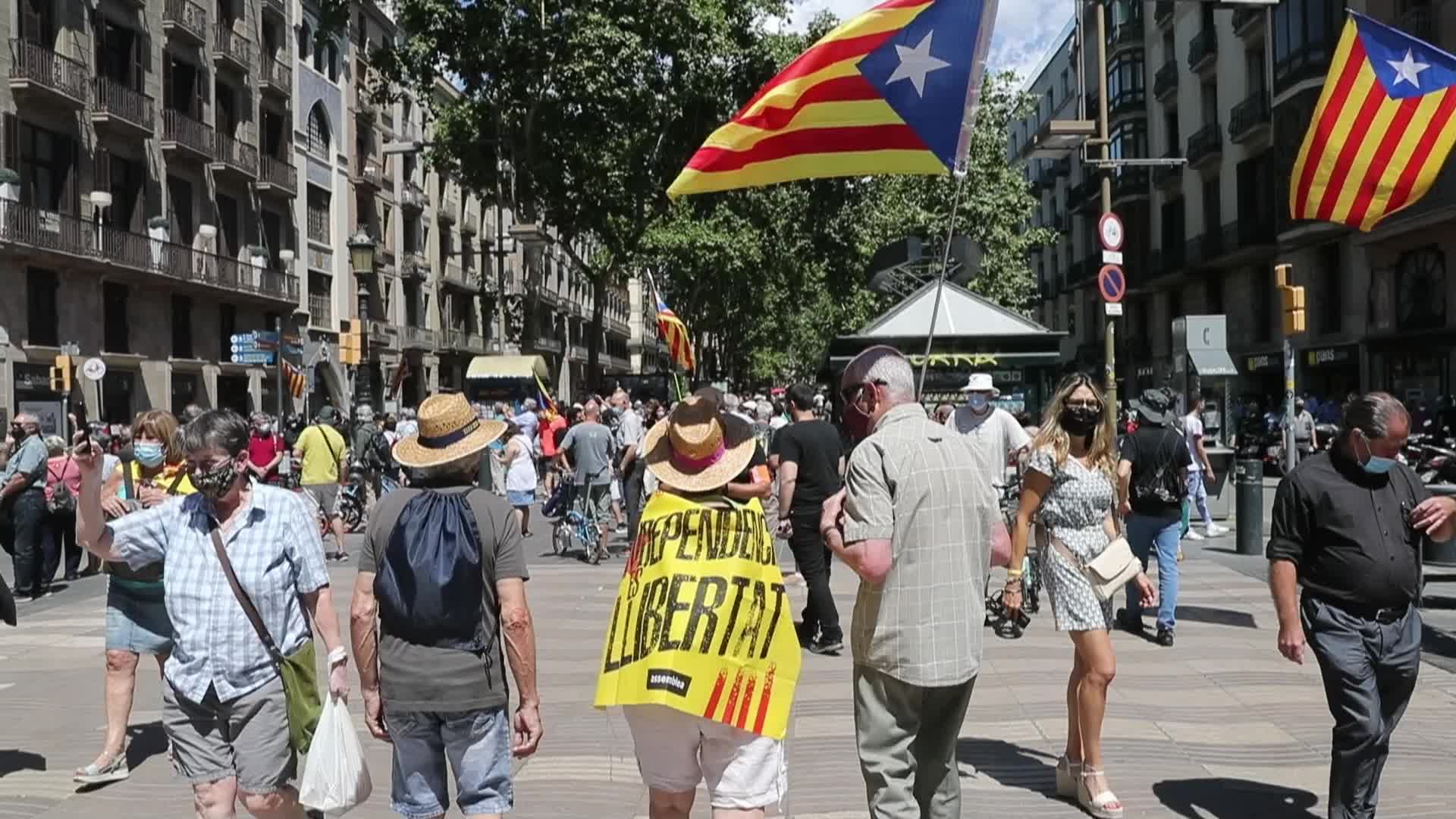 Demonstration against Spanish Presdent Pedro Sanchez in Barcelona