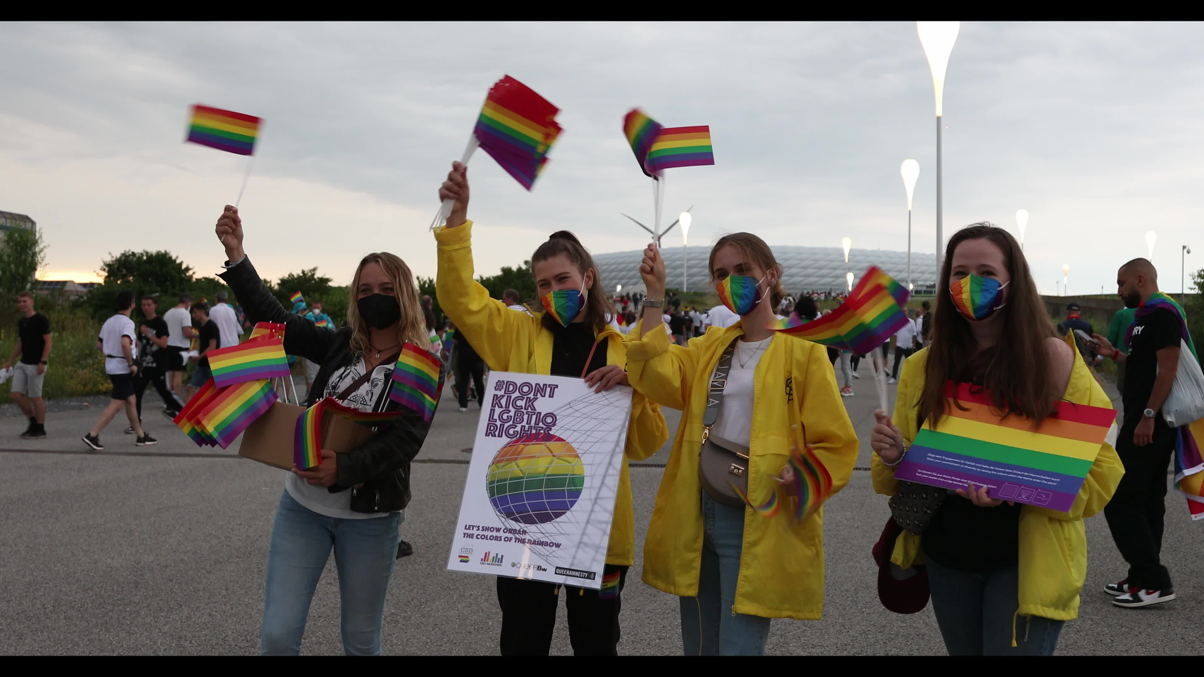 LGBTQ Activists and Fans at the Allianz Arena before the Euro 2020 match between Germany and Hungary