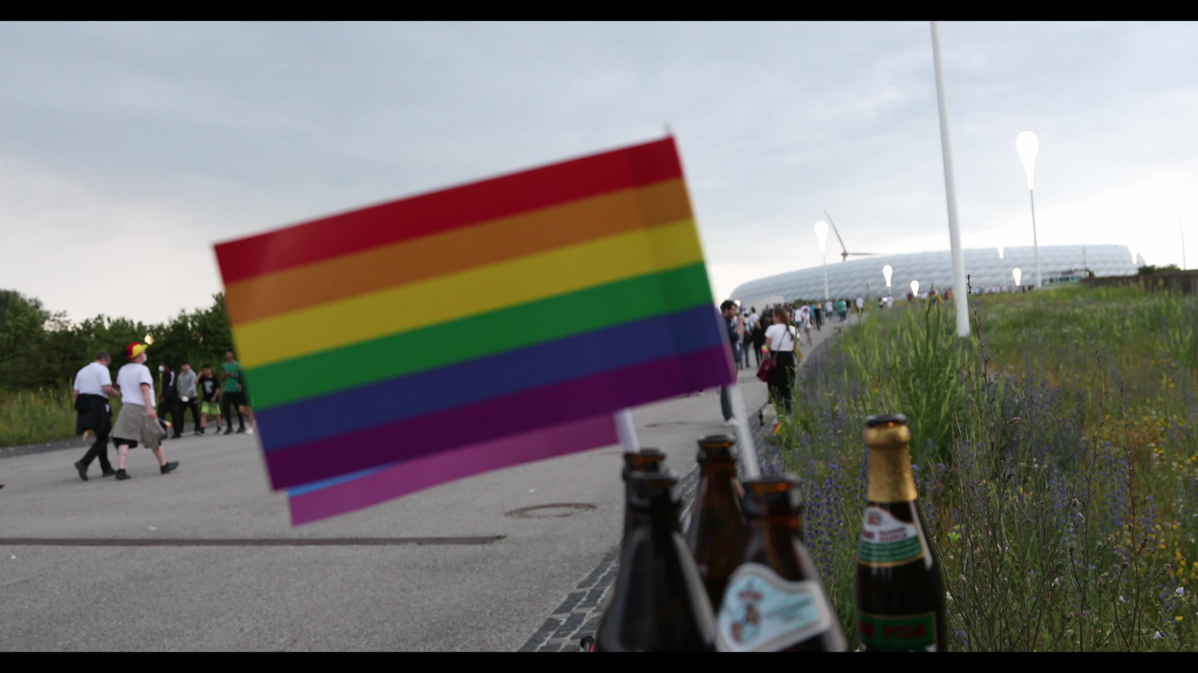 LGBTQ Activists and Fans at the Allianz Arena before the Euro 2020 match between Germany and Hungary