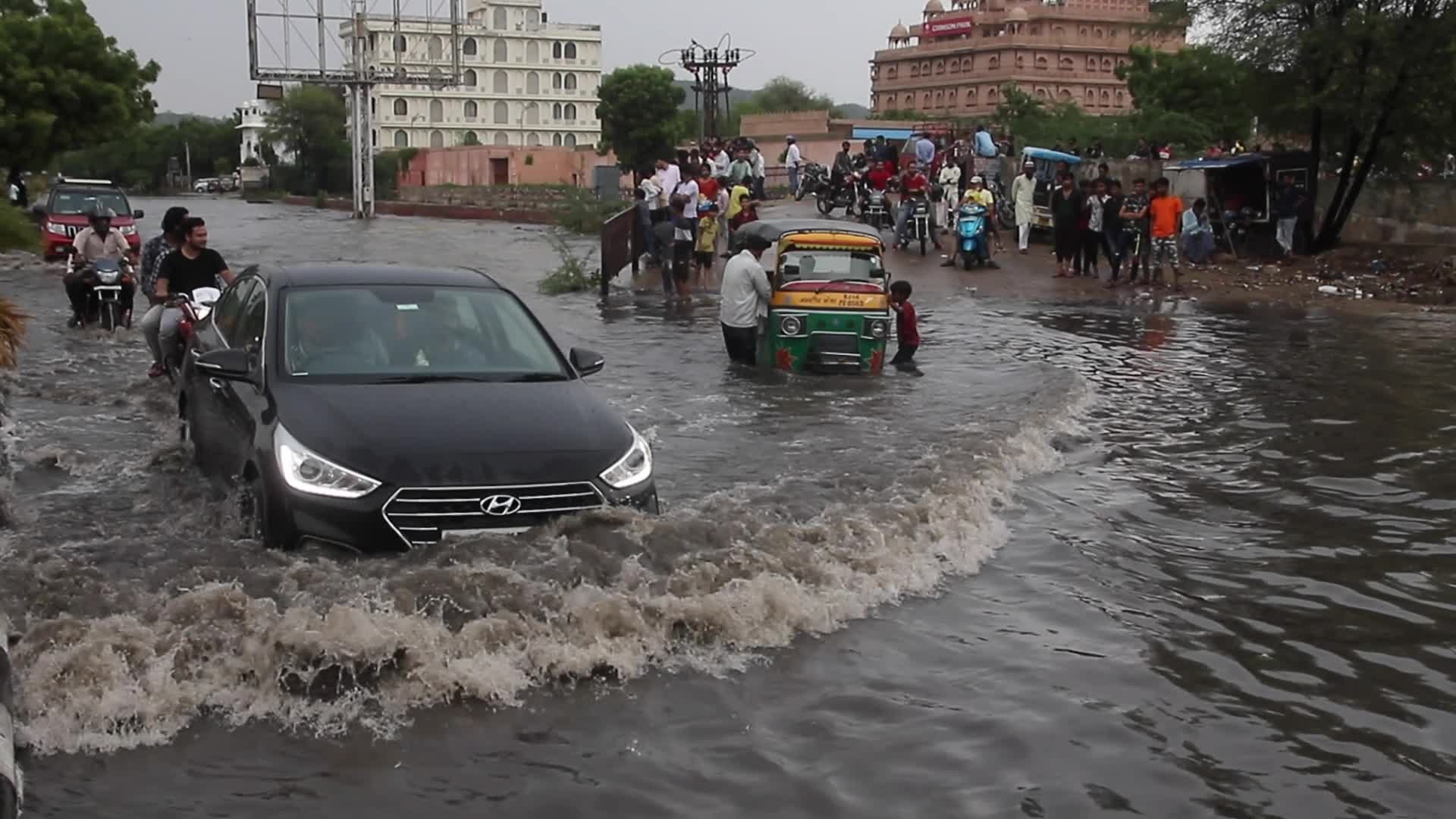 Heavy rain in Jaipur, India