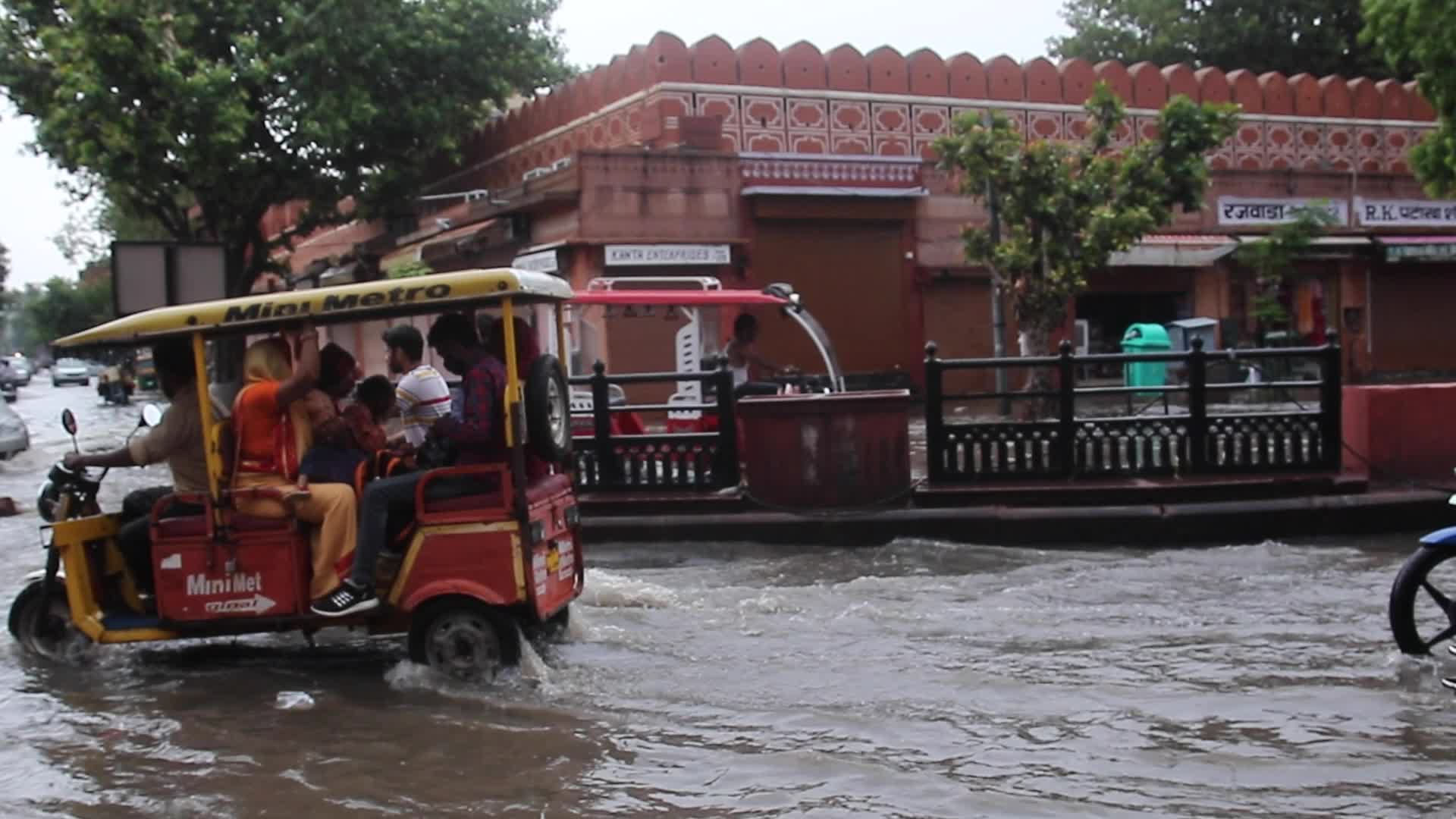 Heavy rain in Jaipur, India