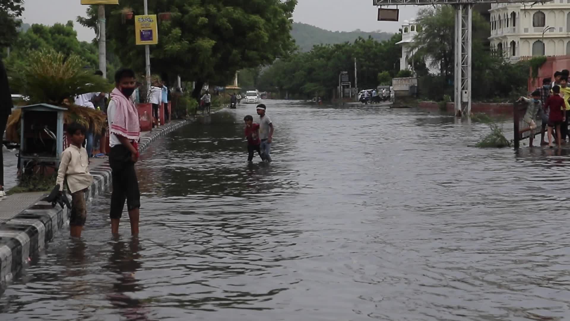 Heavy rain in Jaipur, India