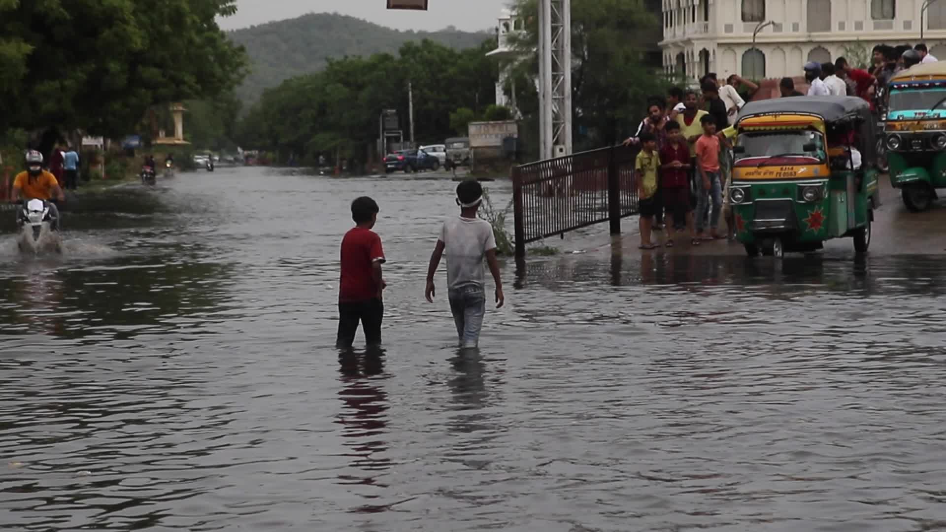 Heavy rain in Jaipur, India