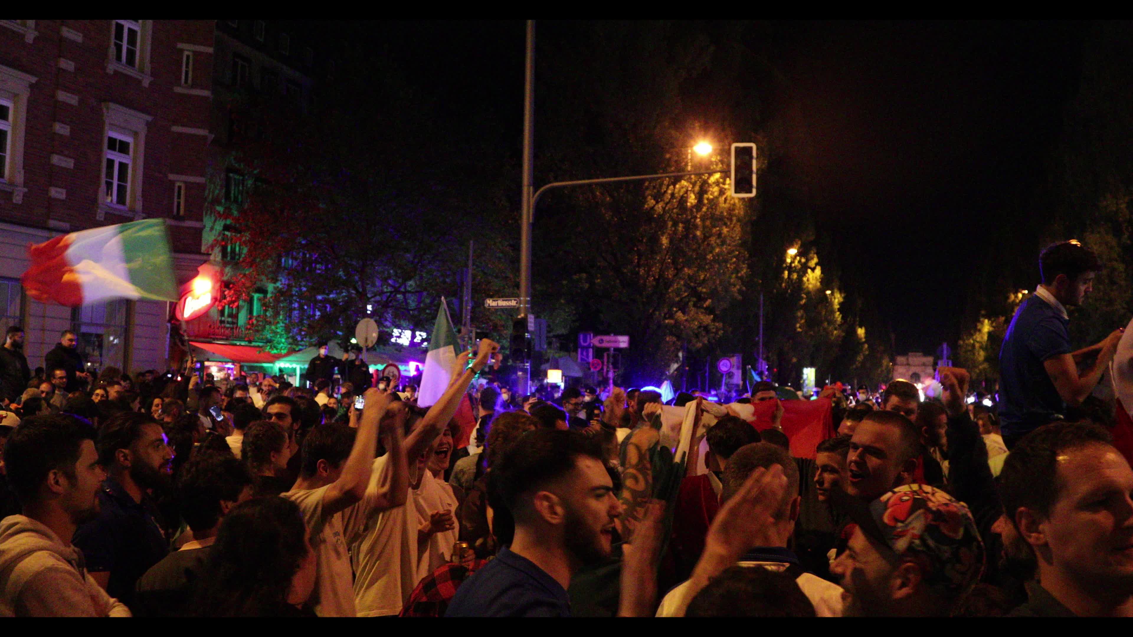 Fans celebrate Italy’s EURO 2020 victory in Munich, Germany
