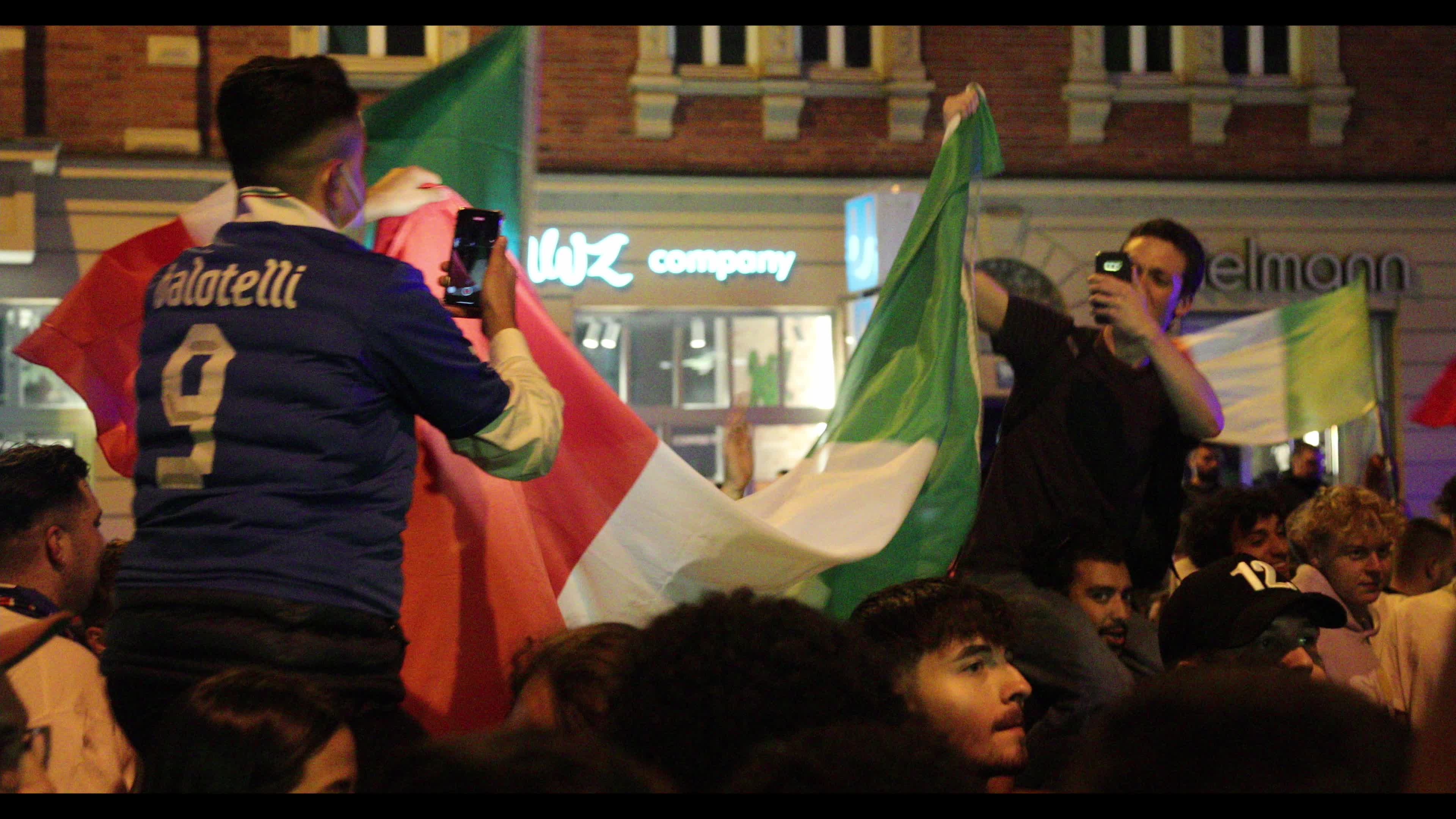 Fans celebrate Italy’s EURO 2020 victory in Munich, Germany