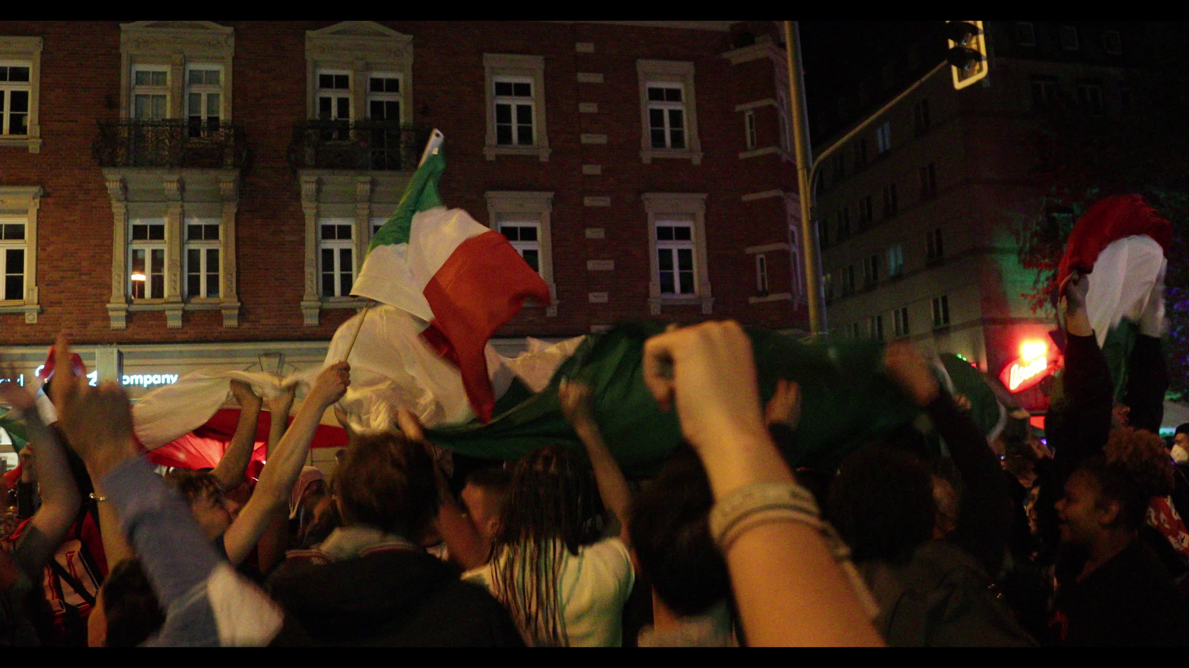 Fans celebrate Italy’s EURO 2020 victory in Munich, Germany