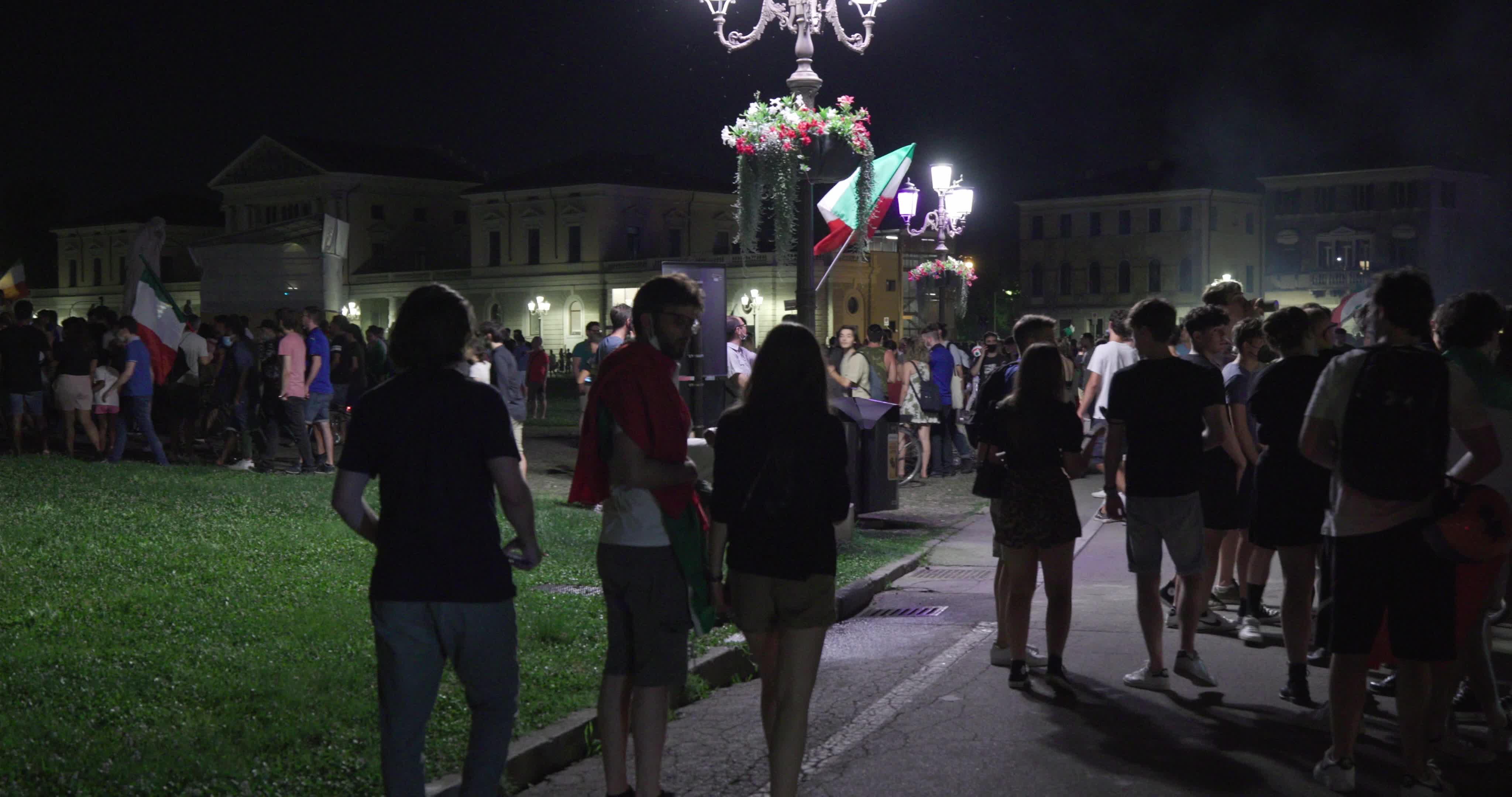 Italy fans celebrate after England defeated in Wembley final