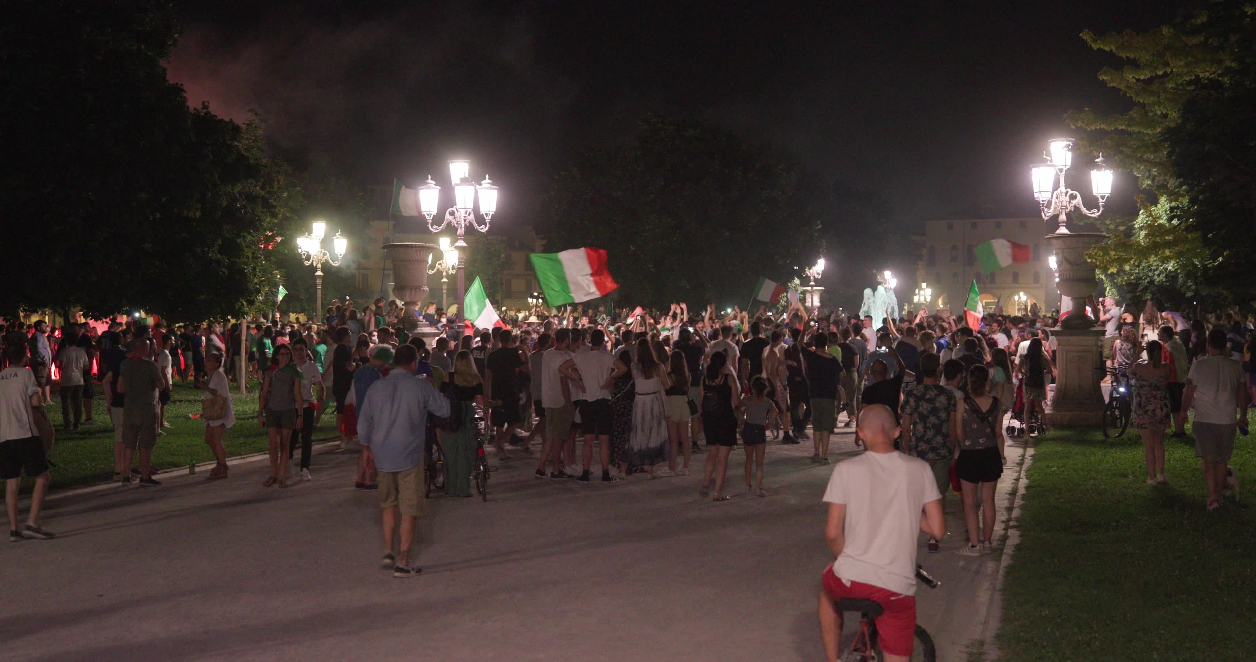 Italy fans celebrate after England defeated in Wembley final