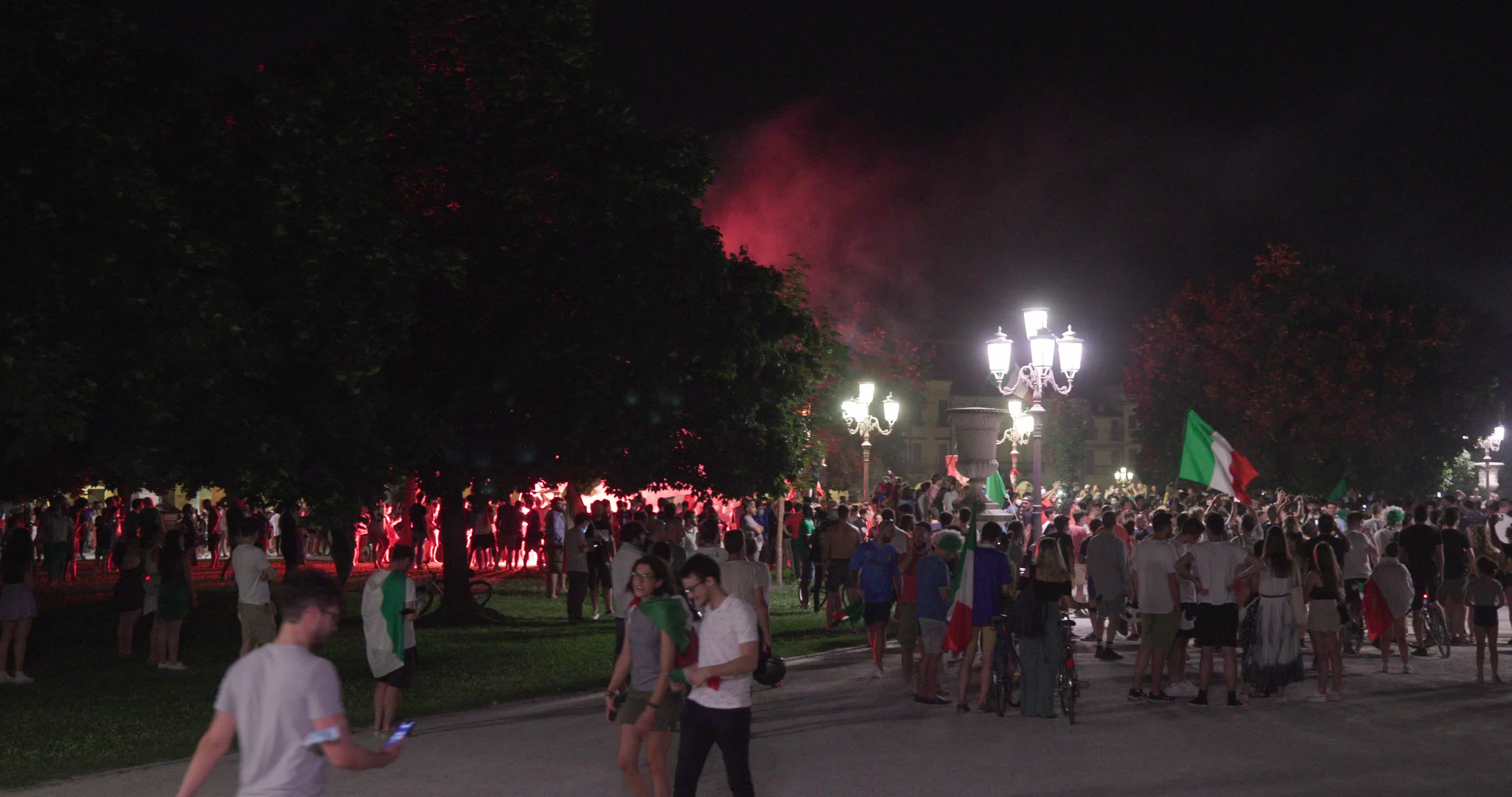 Italy fans celebrate after England defeated in Wembley final
