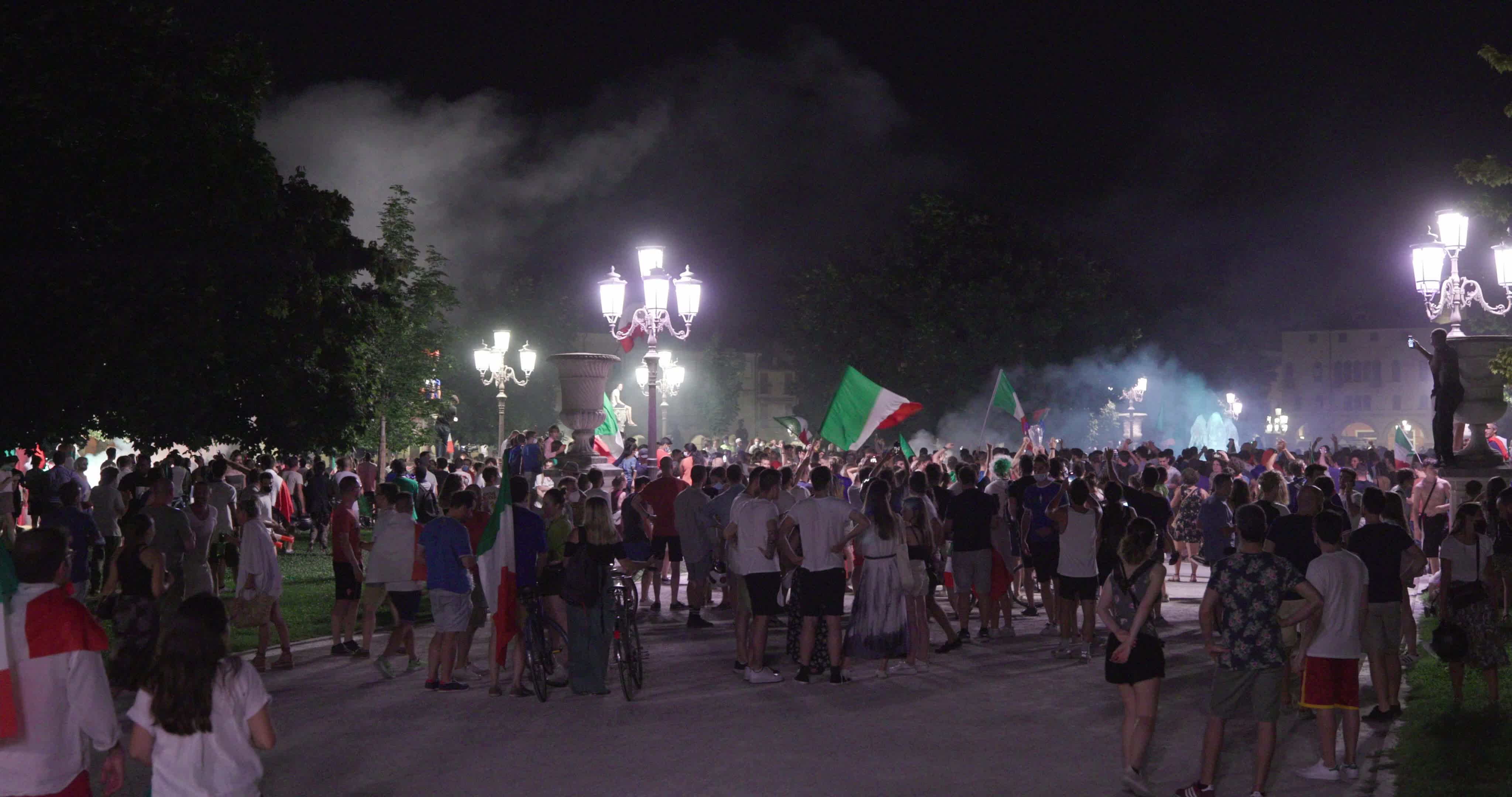 Italy fans celebrate after England defeated in Wembley final