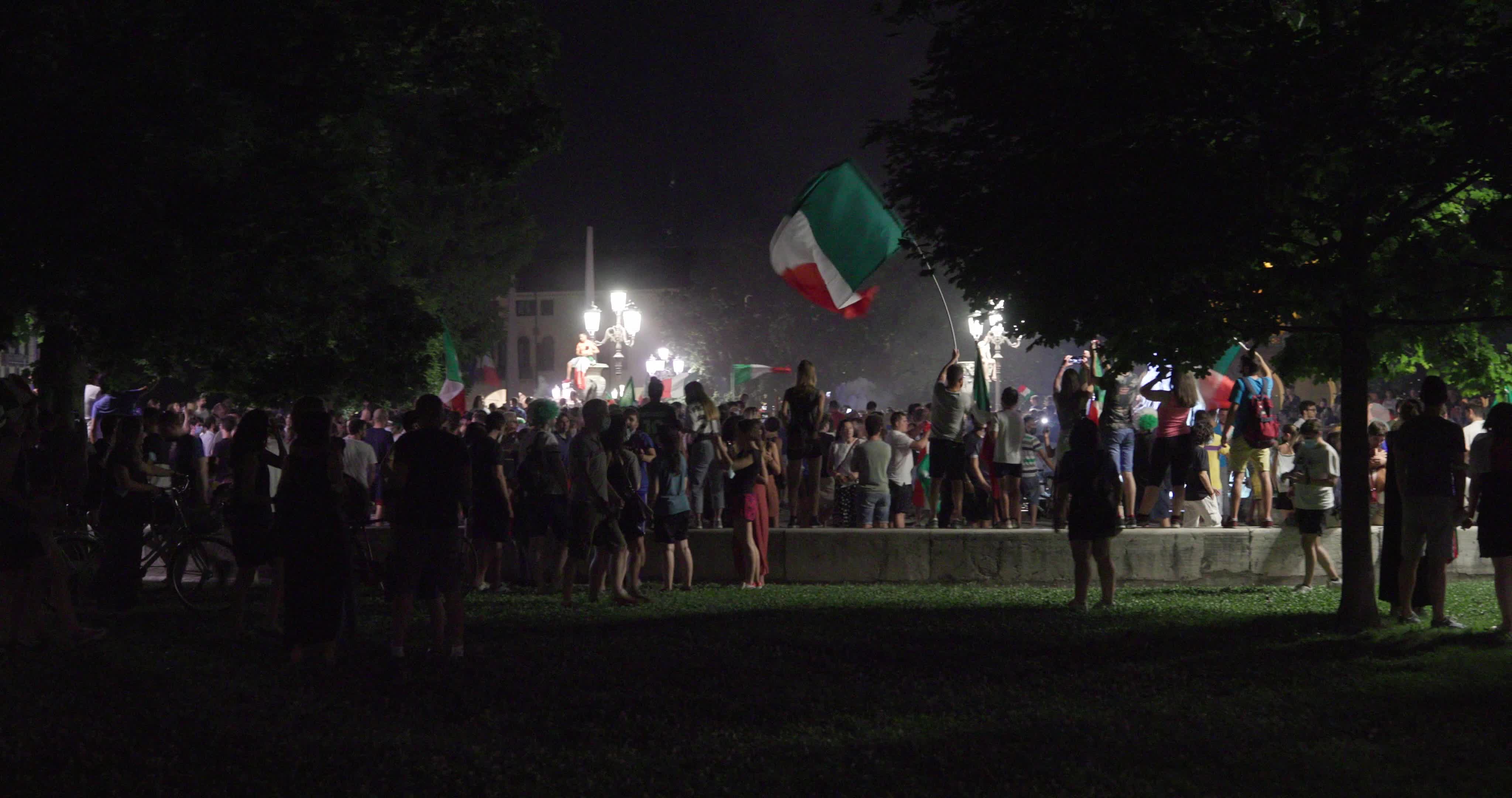 Italy fans celebrate after England defeated in Wembley final