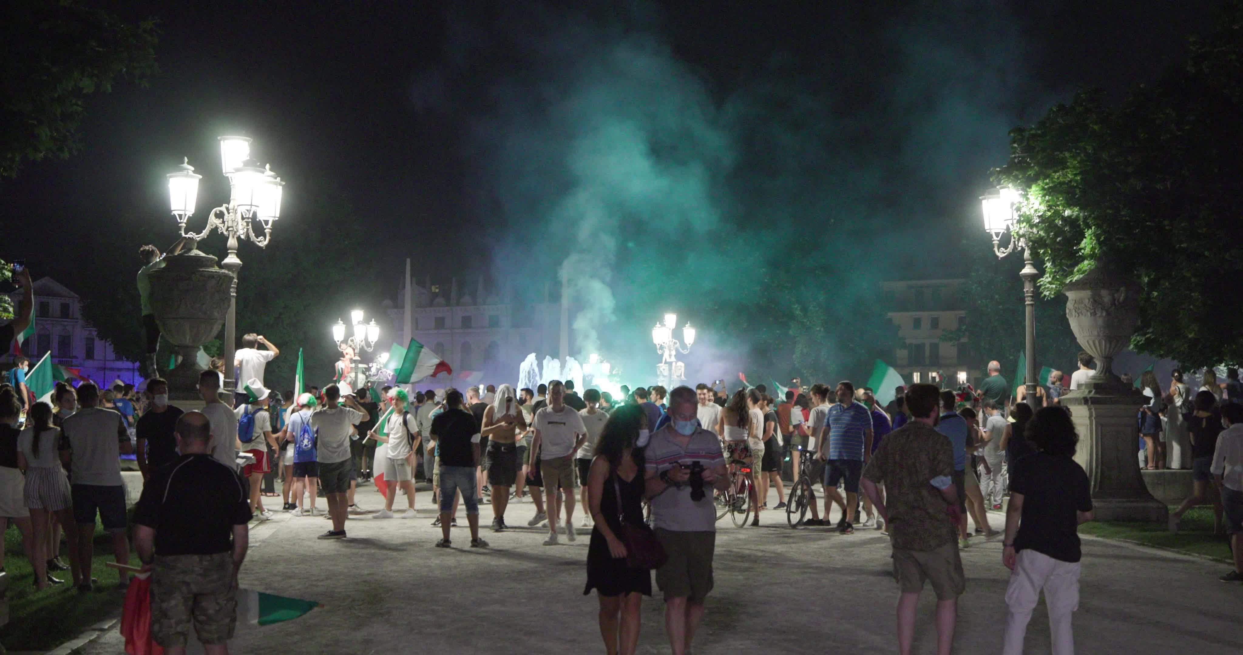 Italy fans celebrate after England defeated in Wembley final