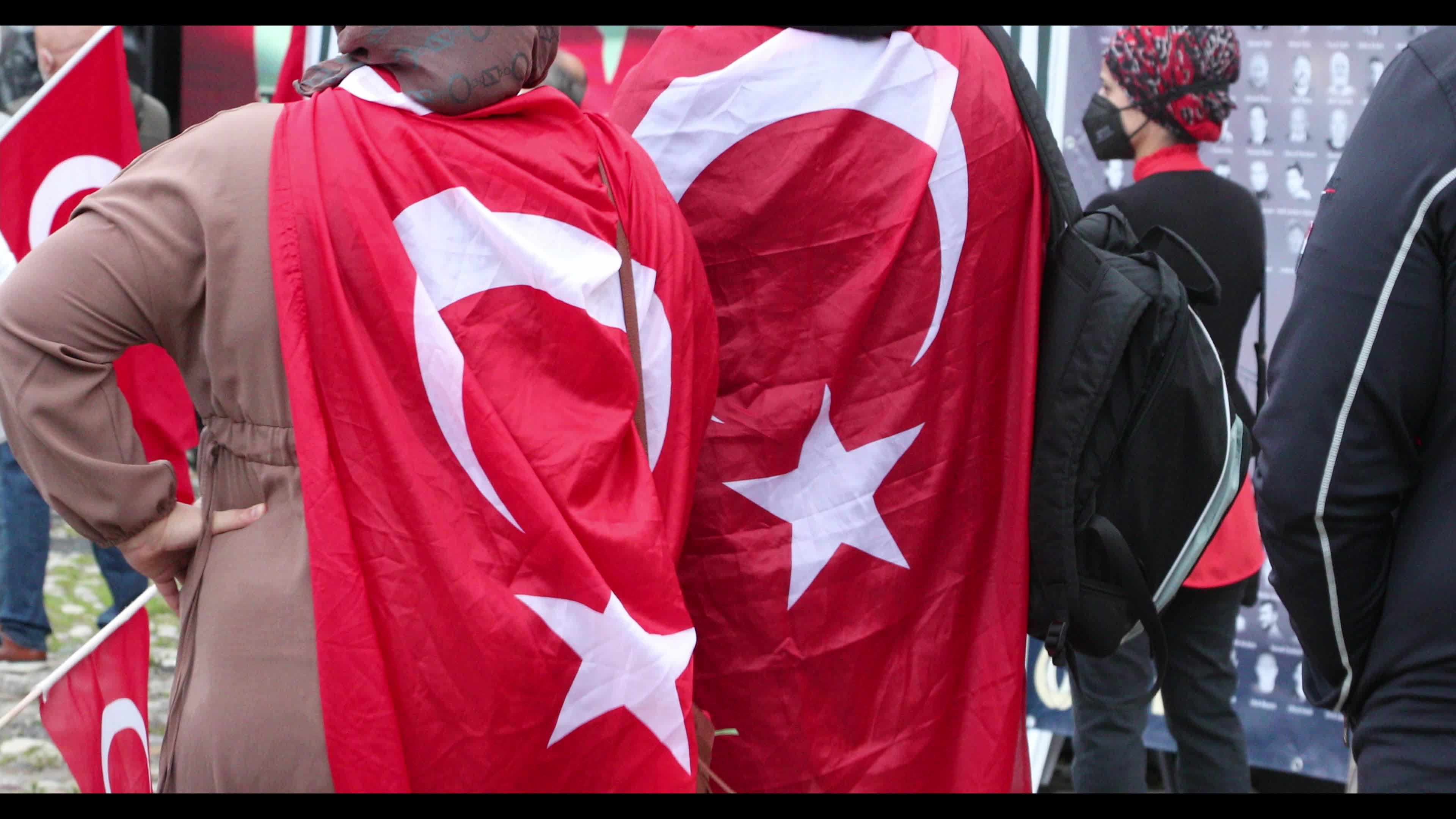 Supporters of Tayip Erdogan protest to remember the failed coup in Munich