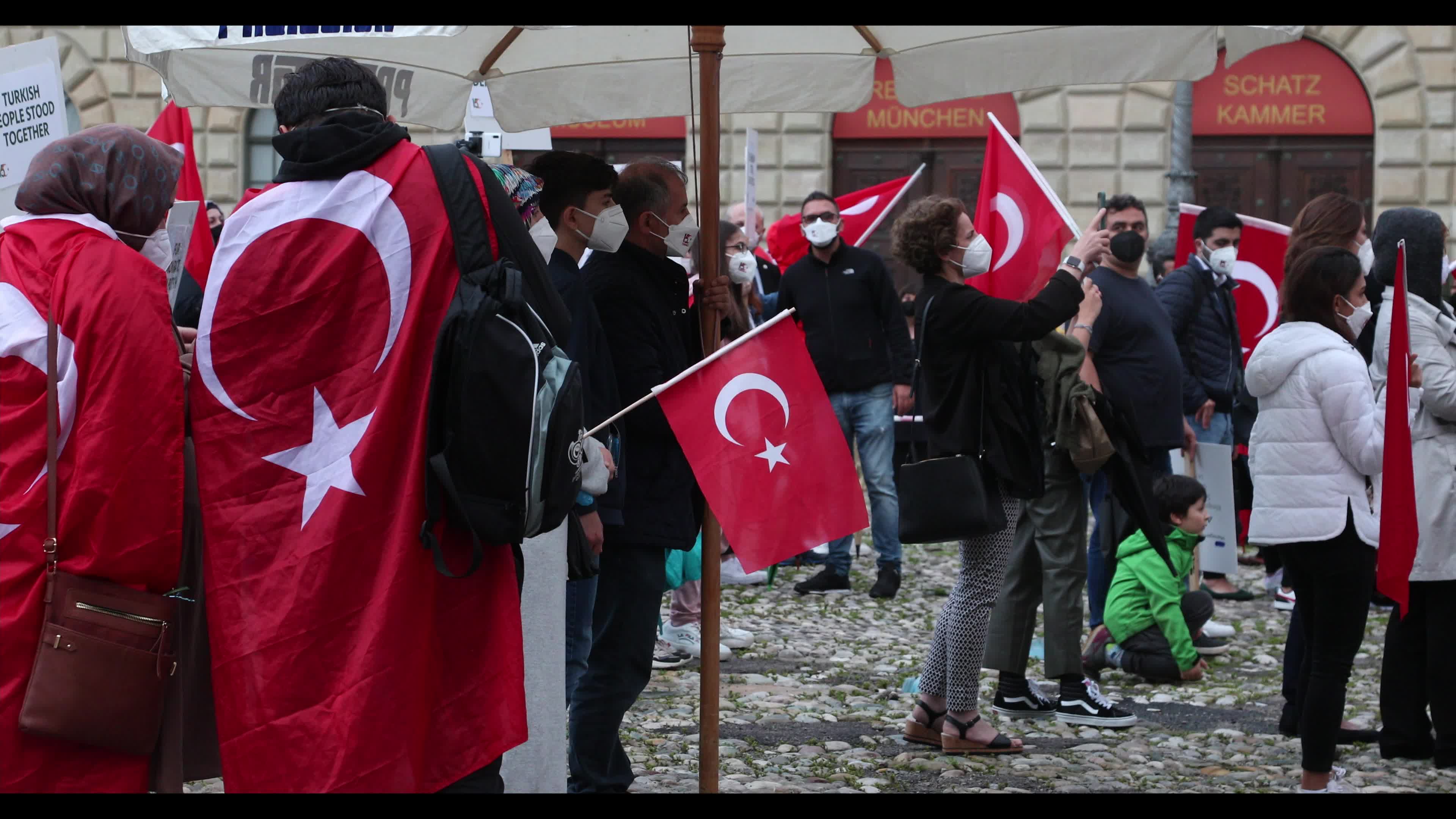 Supporters of Tayip Erdogan protest to remember the failed coup in Munich