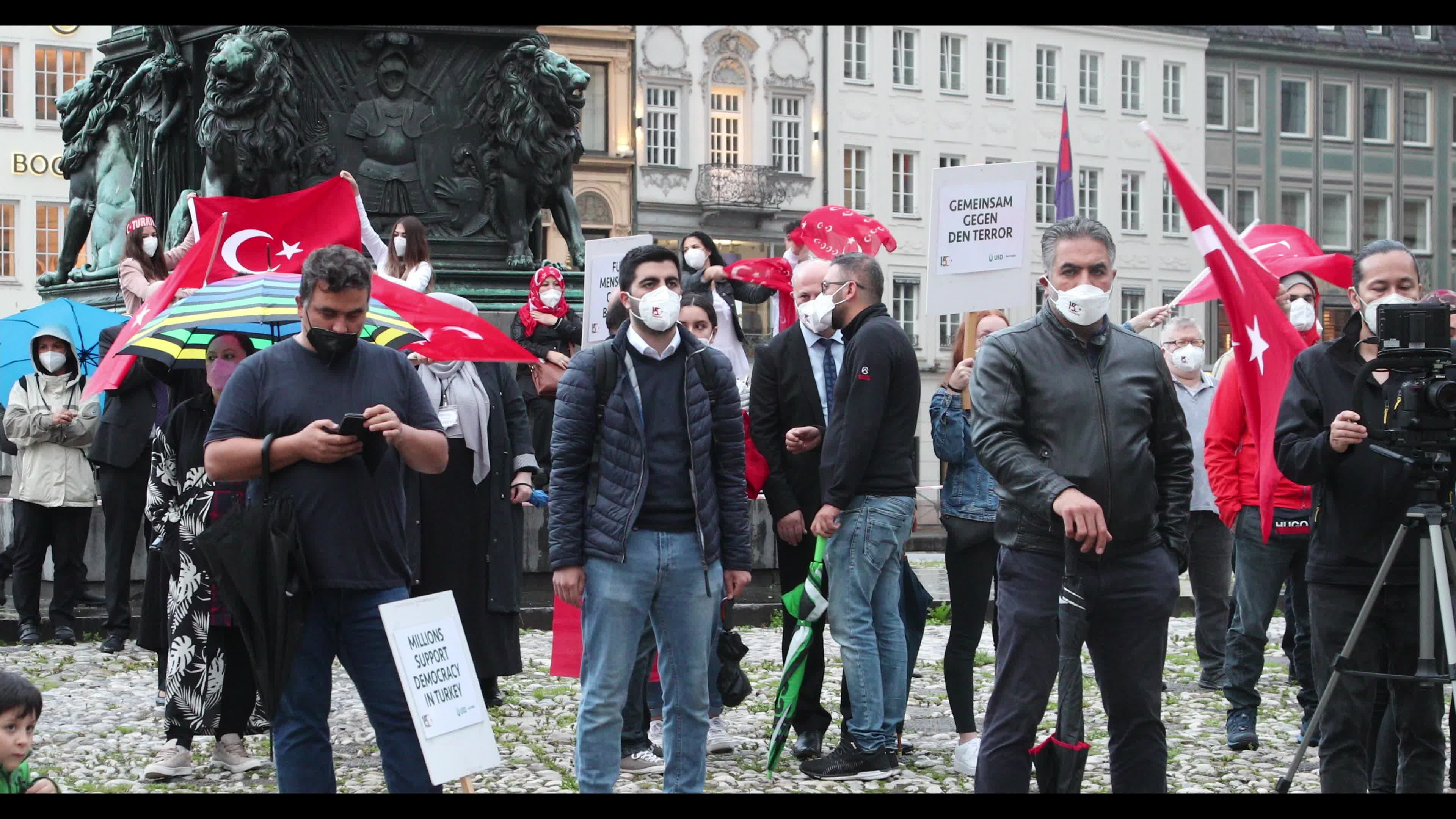 Supporters of Tayip Erdogan protest to remember the failed coup in Munich