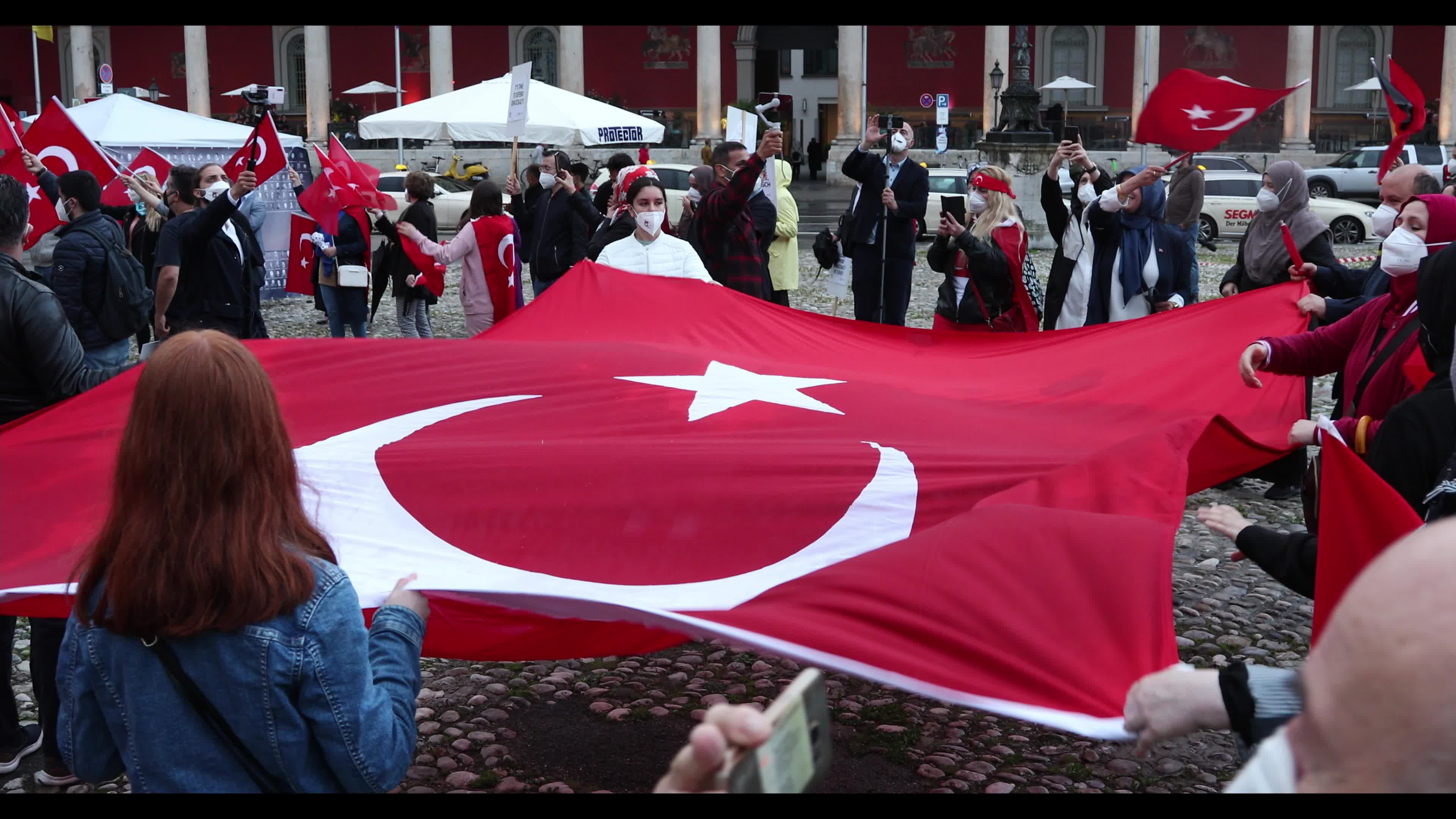Supporters of Tayip Erdogan protest to remember the failed coup in Munich