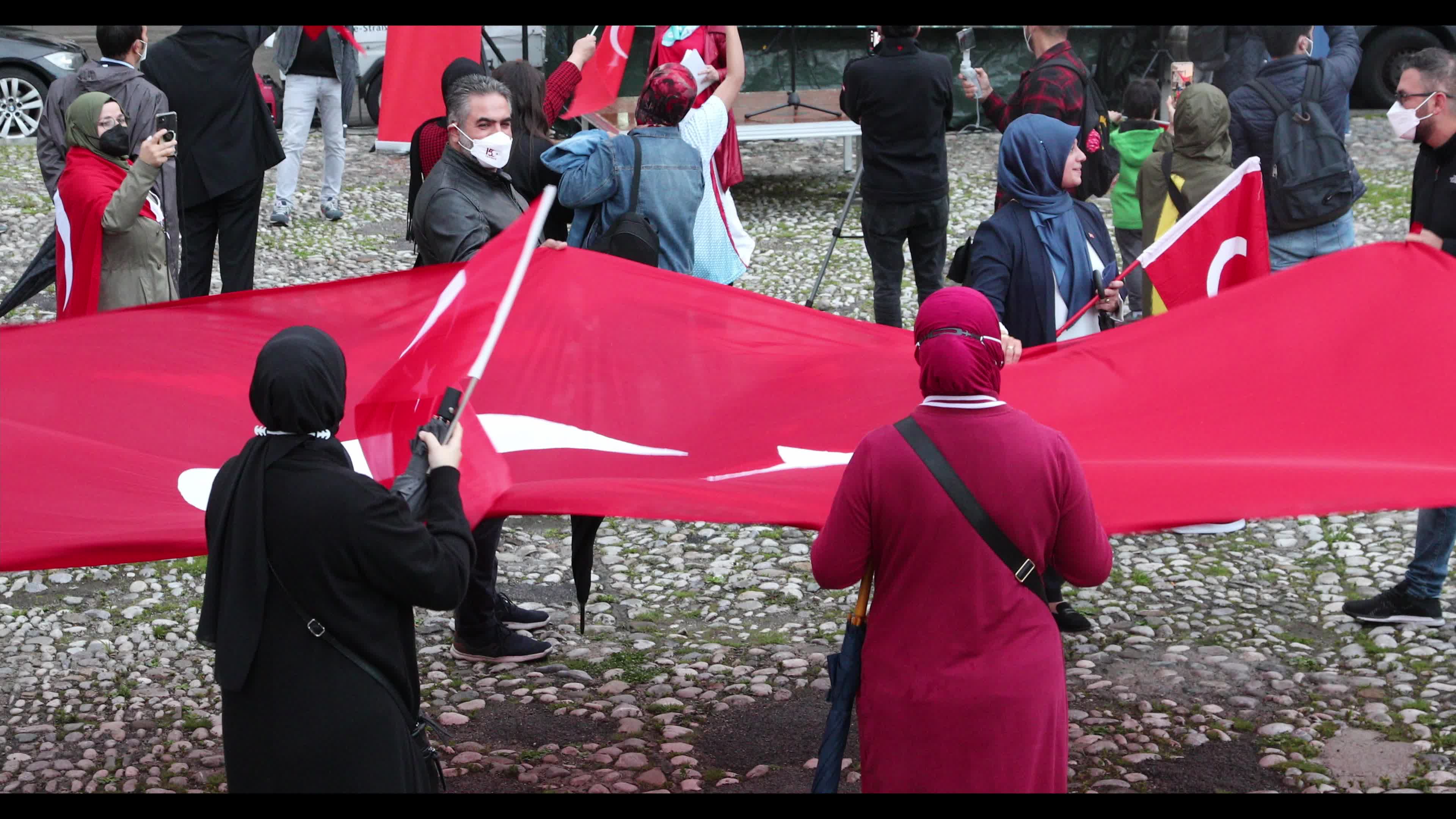 Supporters of Tayip Erdogan protest to remember the failed coup in Munich