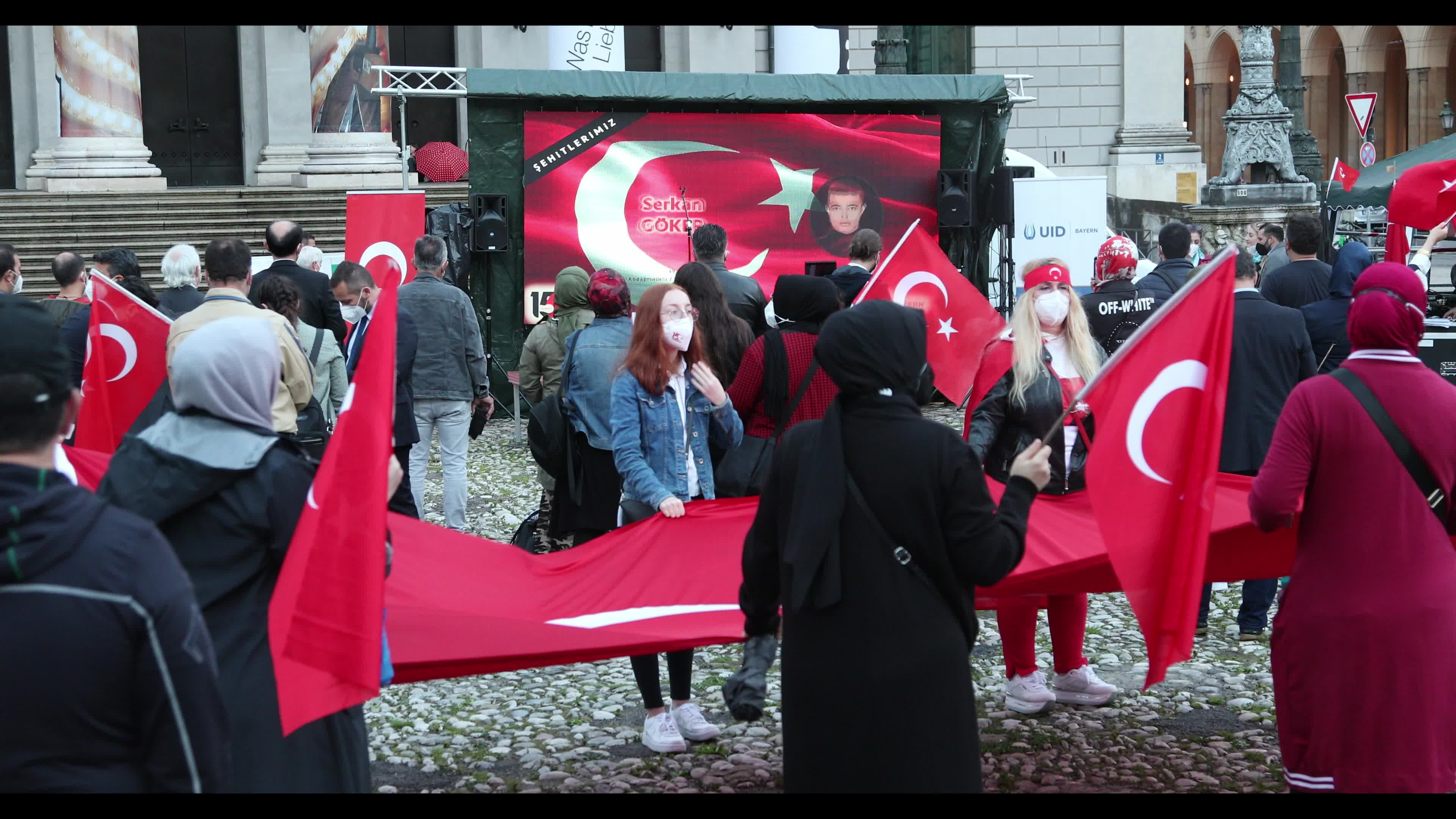 Supporters of Tayip Erdogan protest to remember the failed coup in Munich