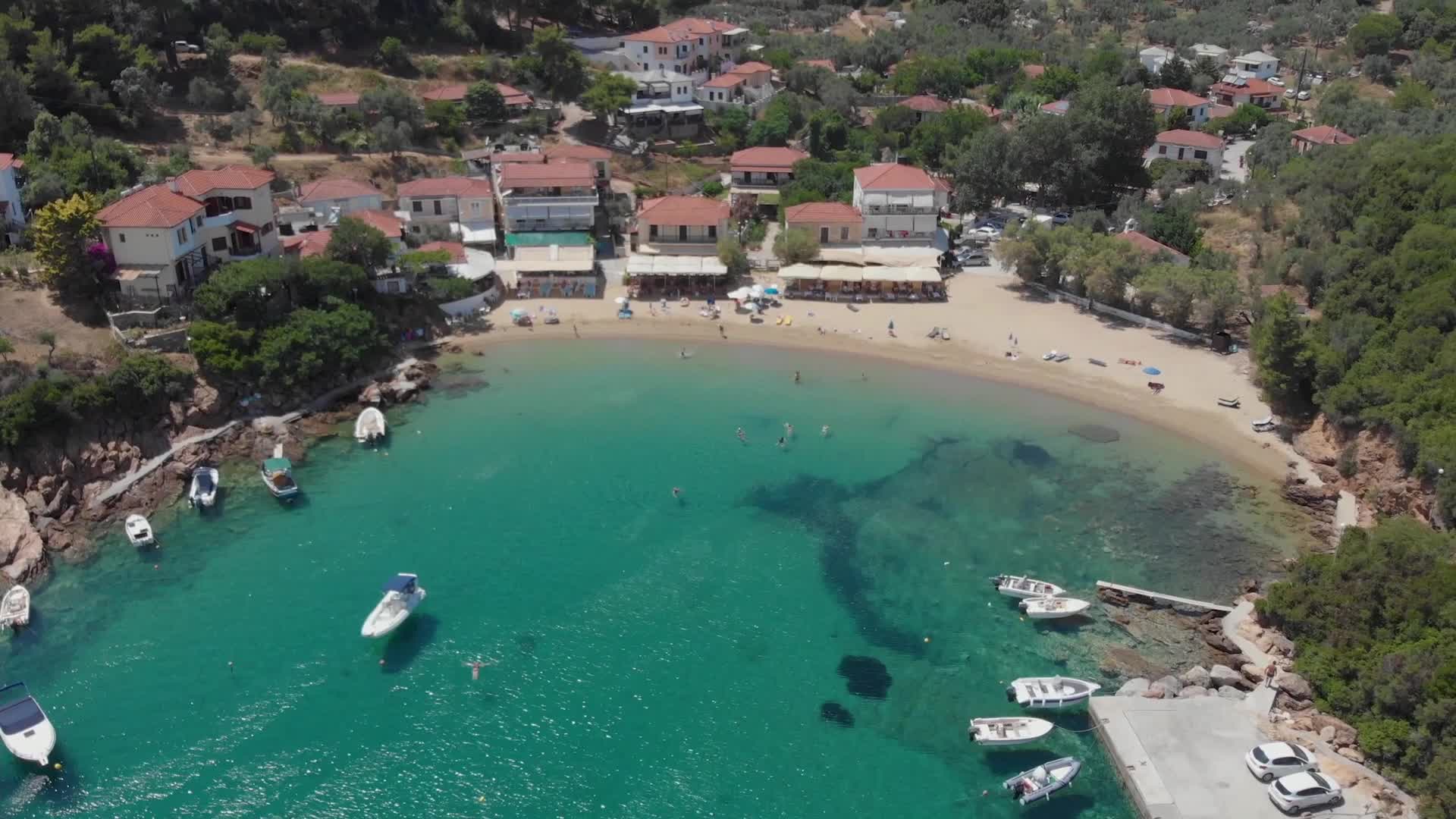  Secluded Katigiorgis fishing village and beach by a drone