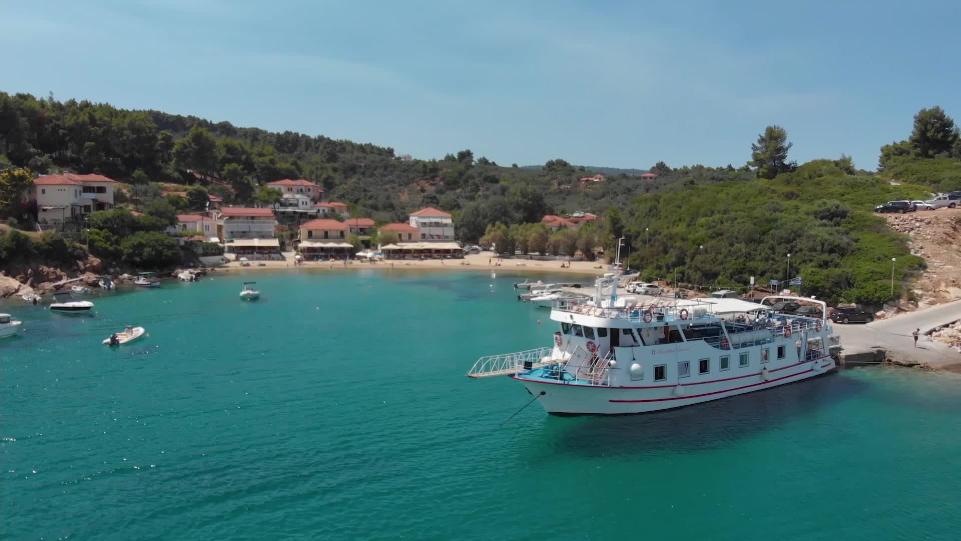  Secluded Katigiorgis fishing village and beach by a drone