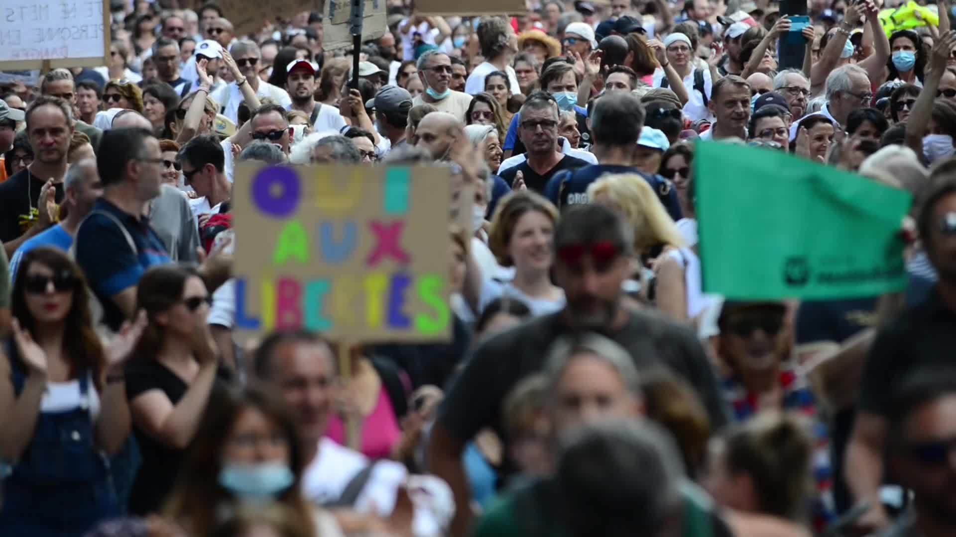 Protest against mandatory health pass in Toulouse, France