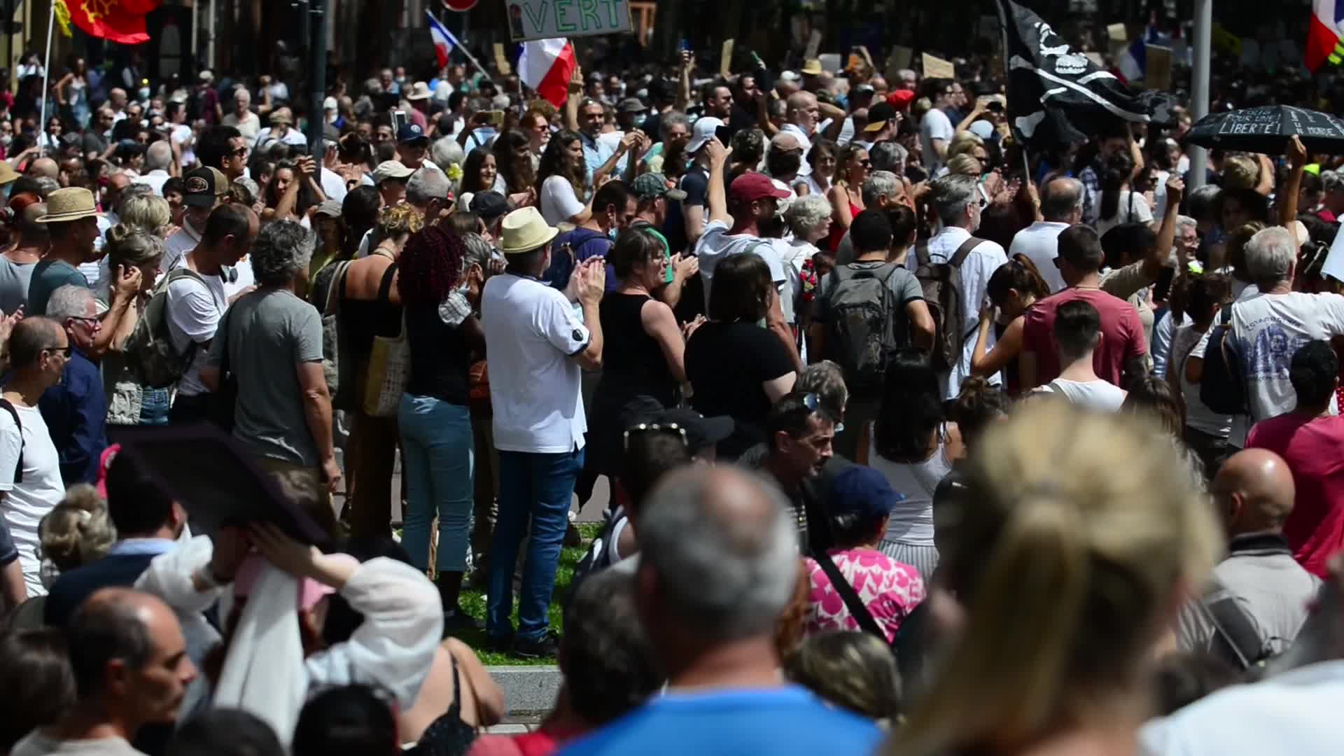 Protest against mandatory health pass in Toulouse, France