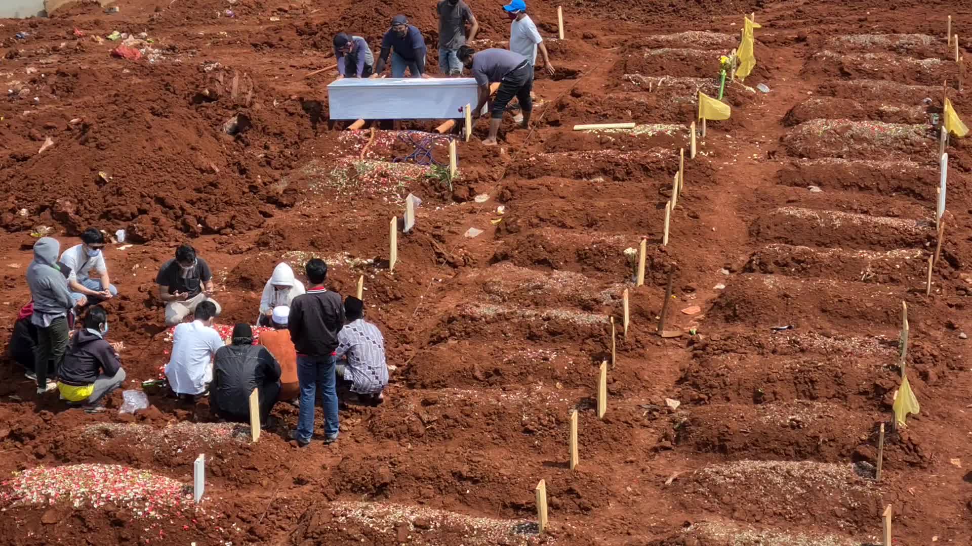 Covid-19 cemetery in Indonesia as infections surges
