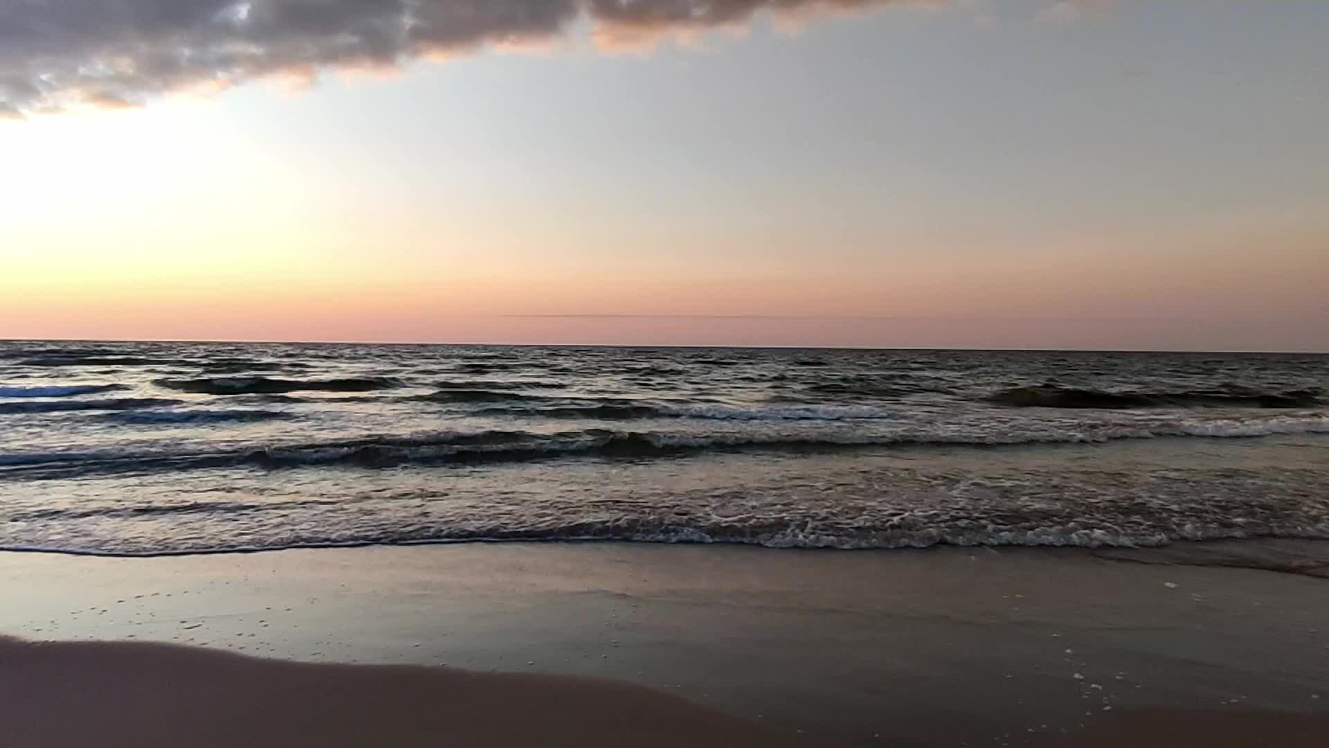 Sunset over the Baltic Sea in Poland