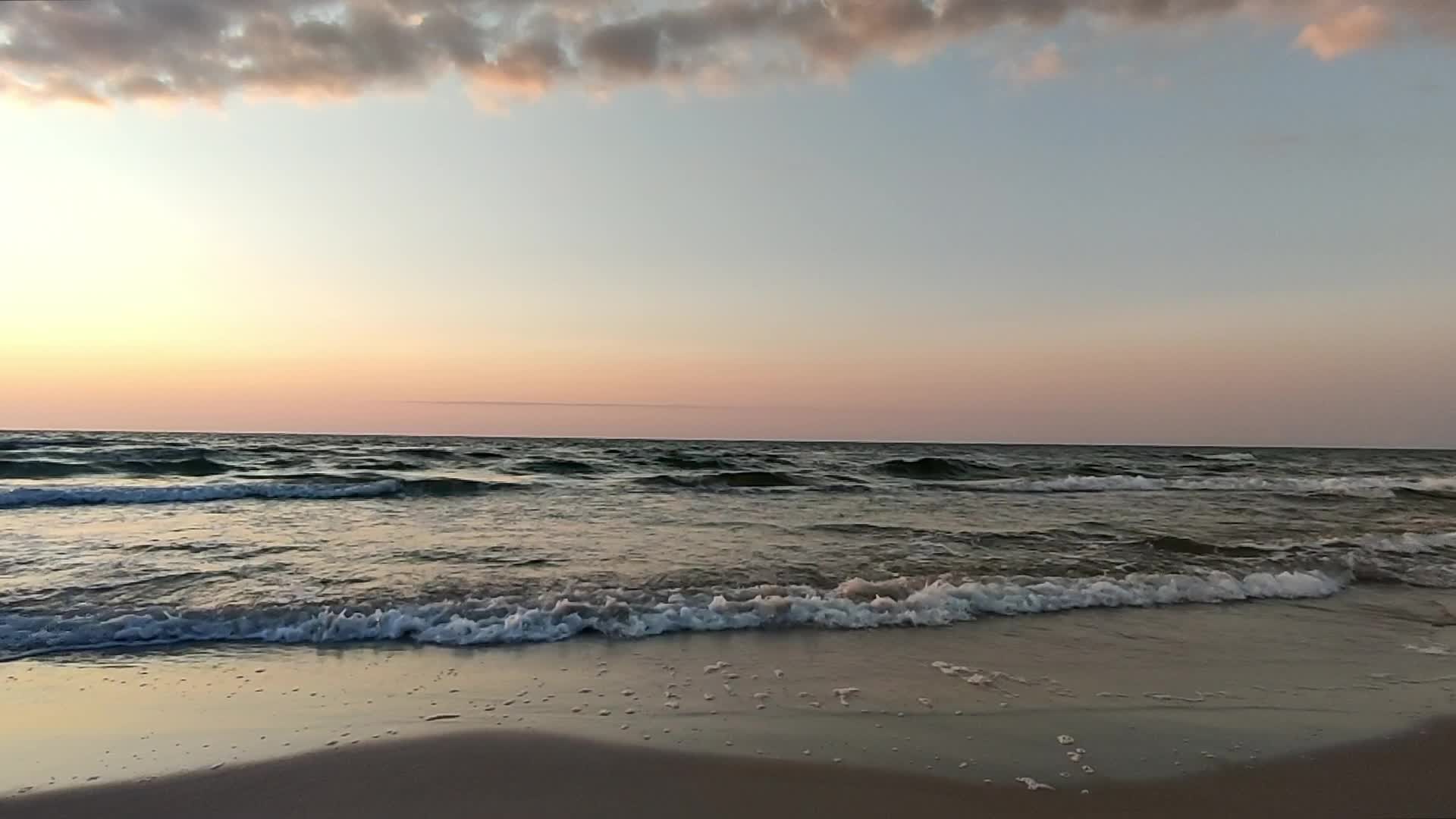 Sunset over the Baltic Sea in Poland