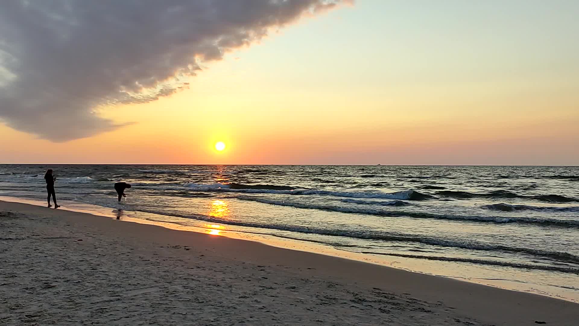 Sunset over the Baltic Sea in Poland