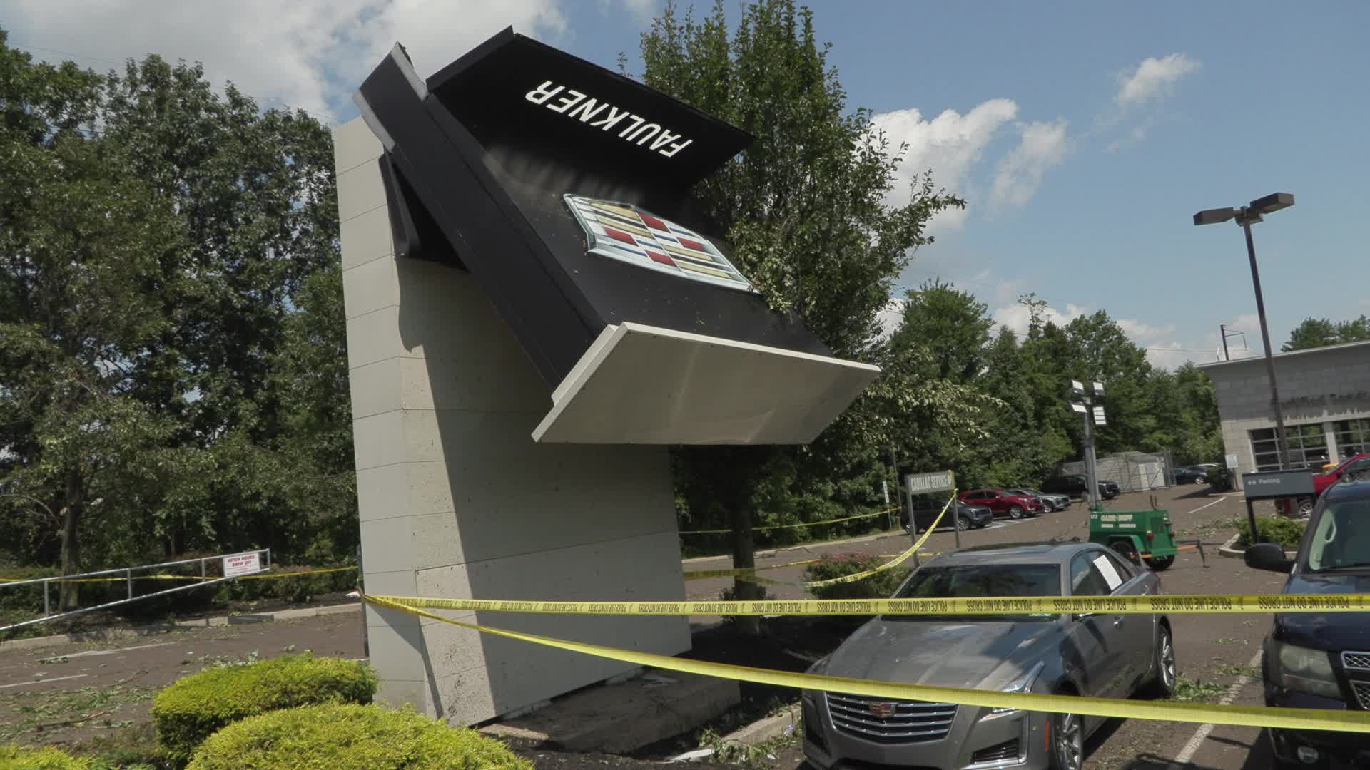 Tornado slams Faulkner Buick GMC dealership in Trevose, Pennsylvania
