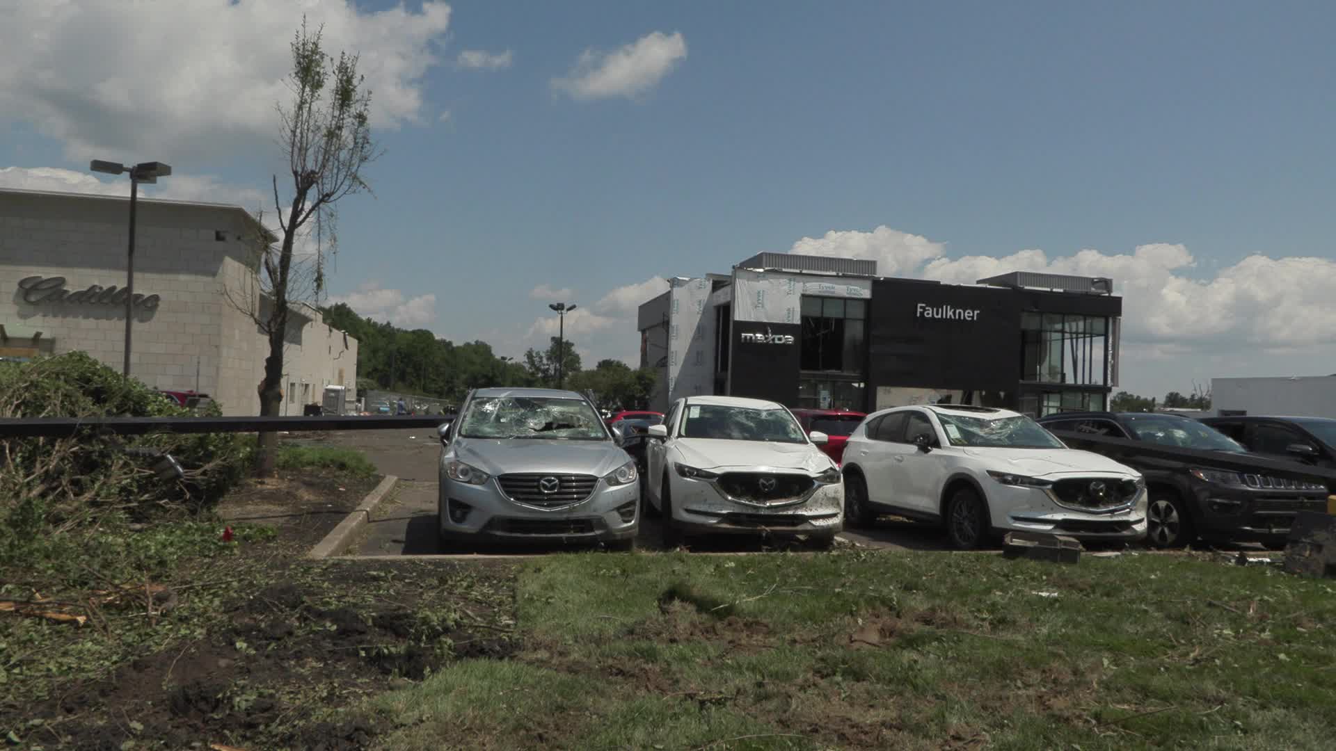 Tornado slams Faulkner Buick GMC dealership in Trevose, Pennsylvania