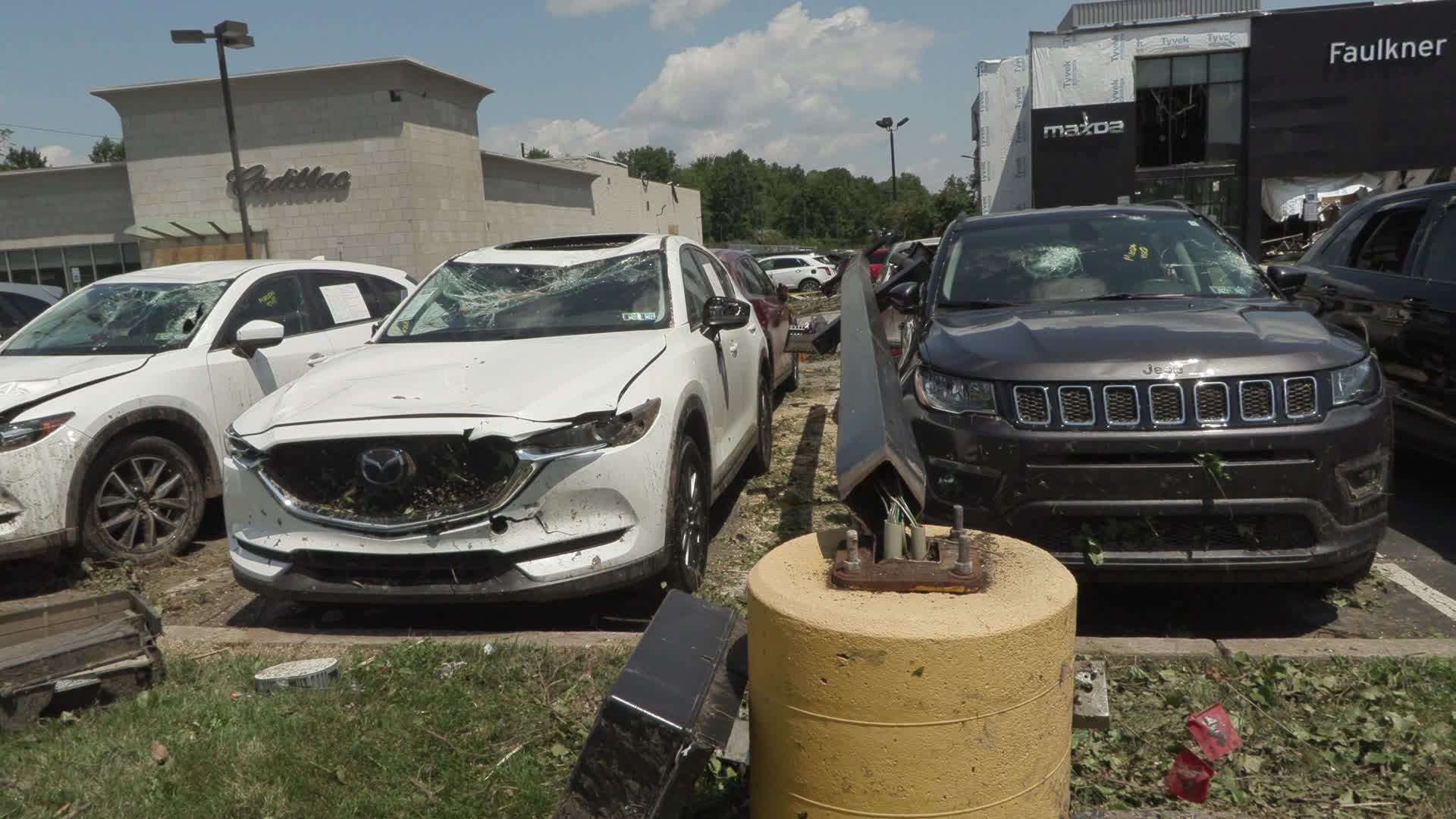 Tornado slams Faulkner Buick GMC dealership in Trevose, Pennsylvania