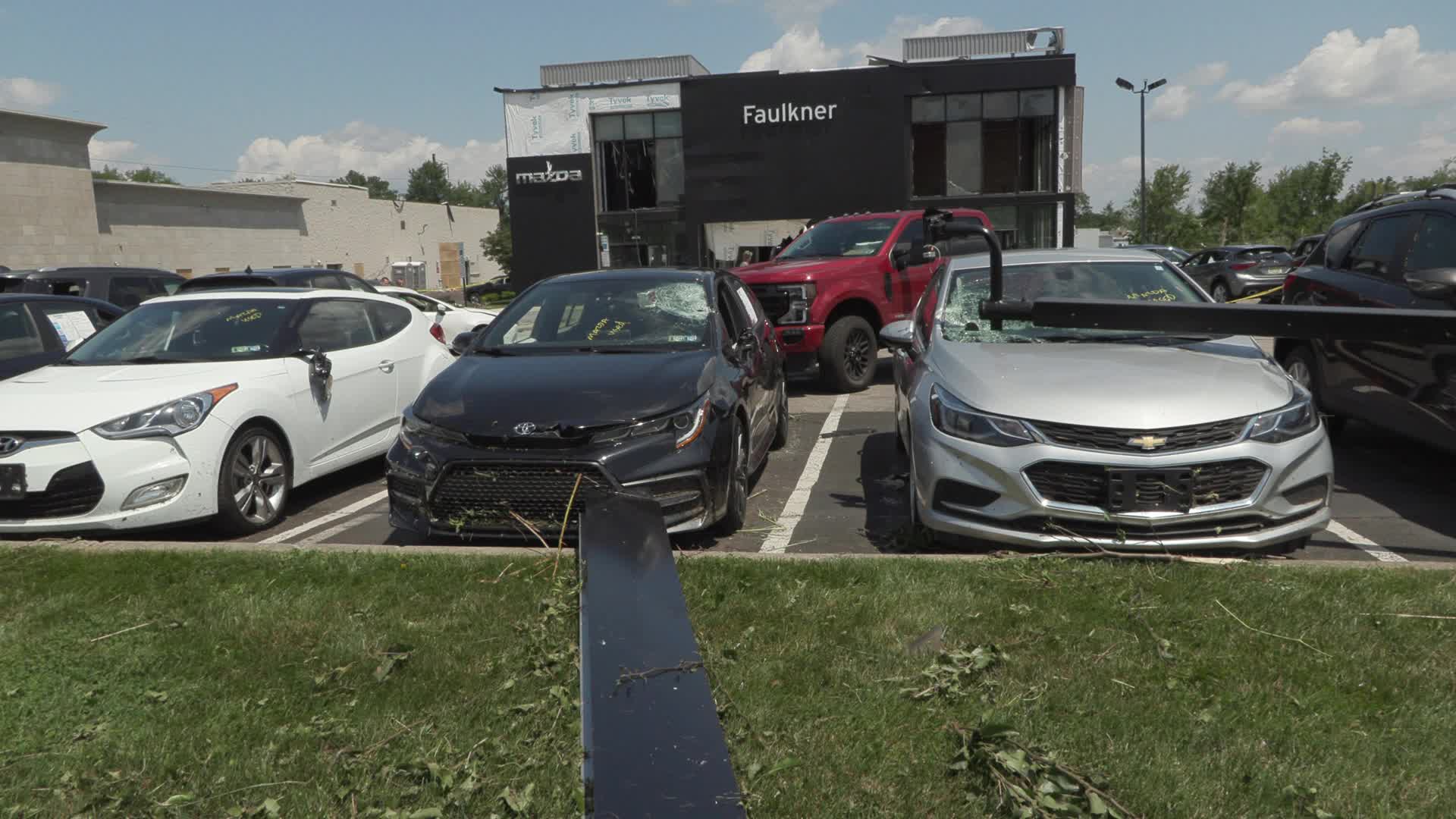Tornado slams Faulkner Buick GMC dealership in Trevose, Pennsylvania