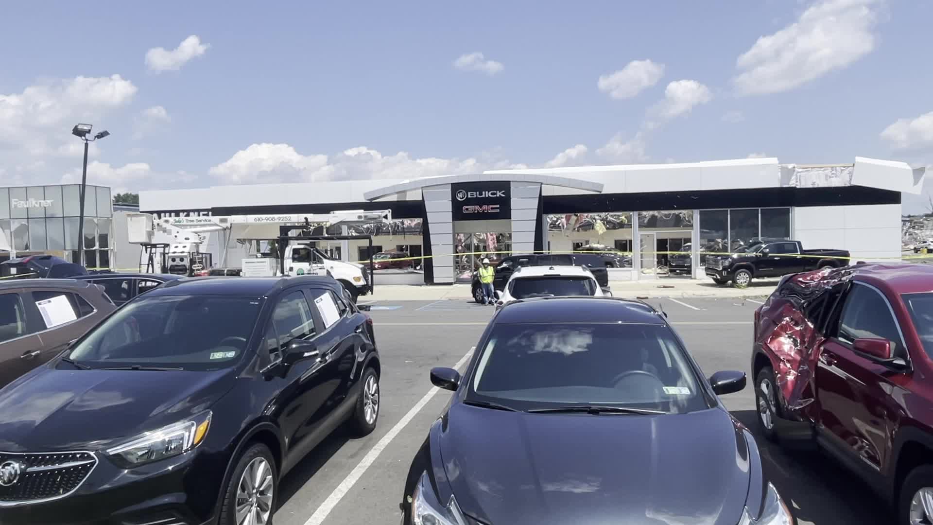 Tornado slams Faulkner Buick GMC dealership in Trevose, Pennsylvania