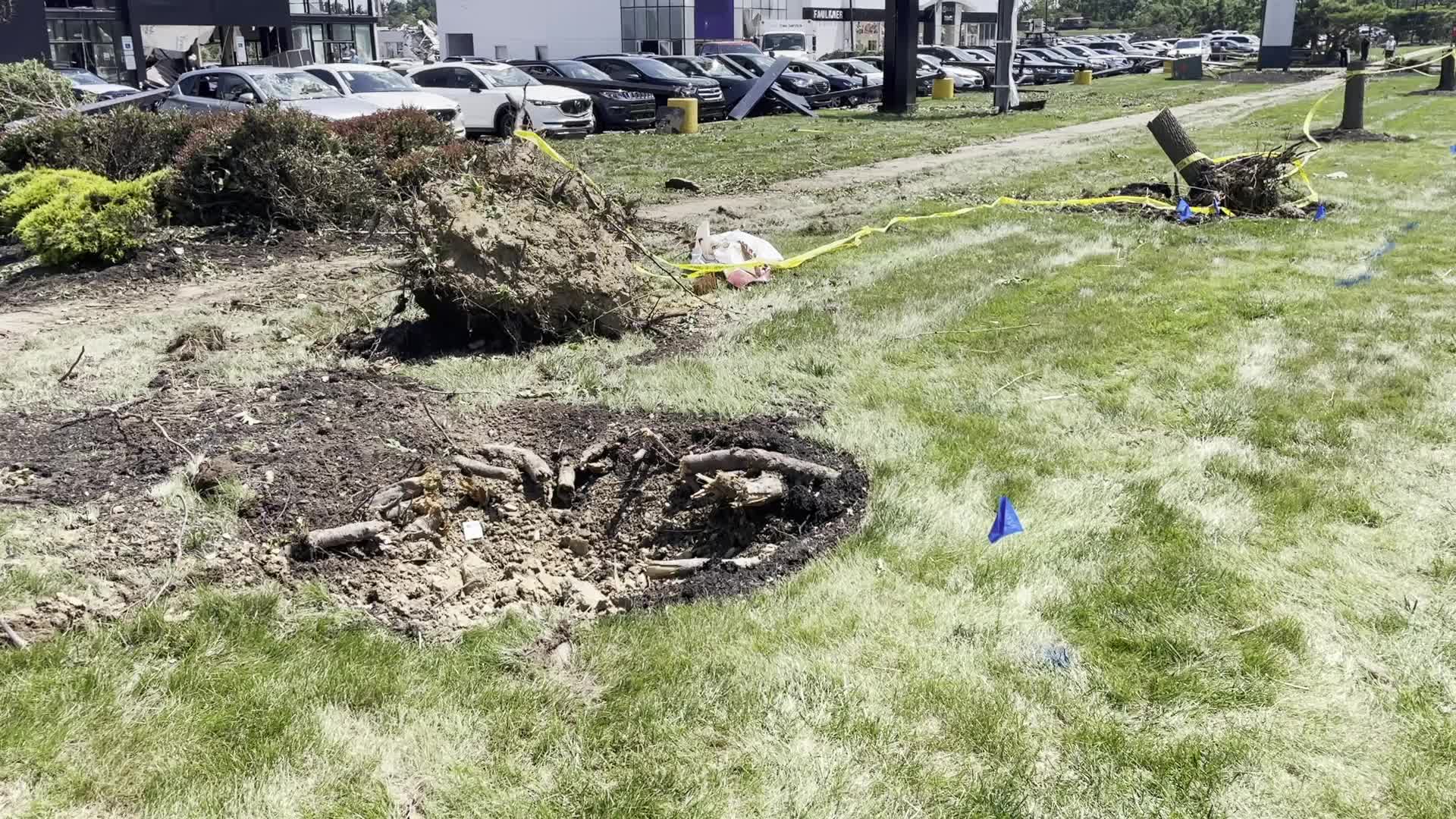 Tornado slams Faulkner Buick GMC dealership in Trevose, Pennsylvania