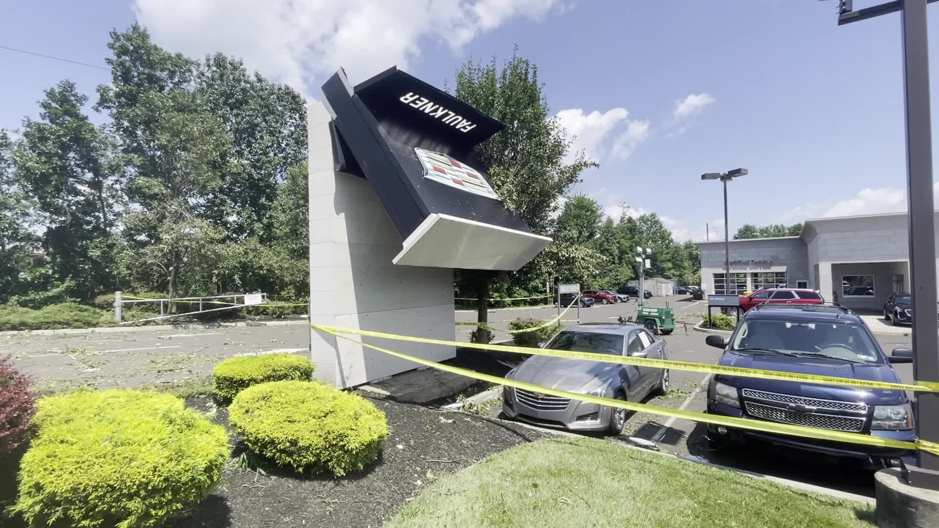 Tornado slams Faulkner Buick GMC dealership in Trevose, Pennsylvania