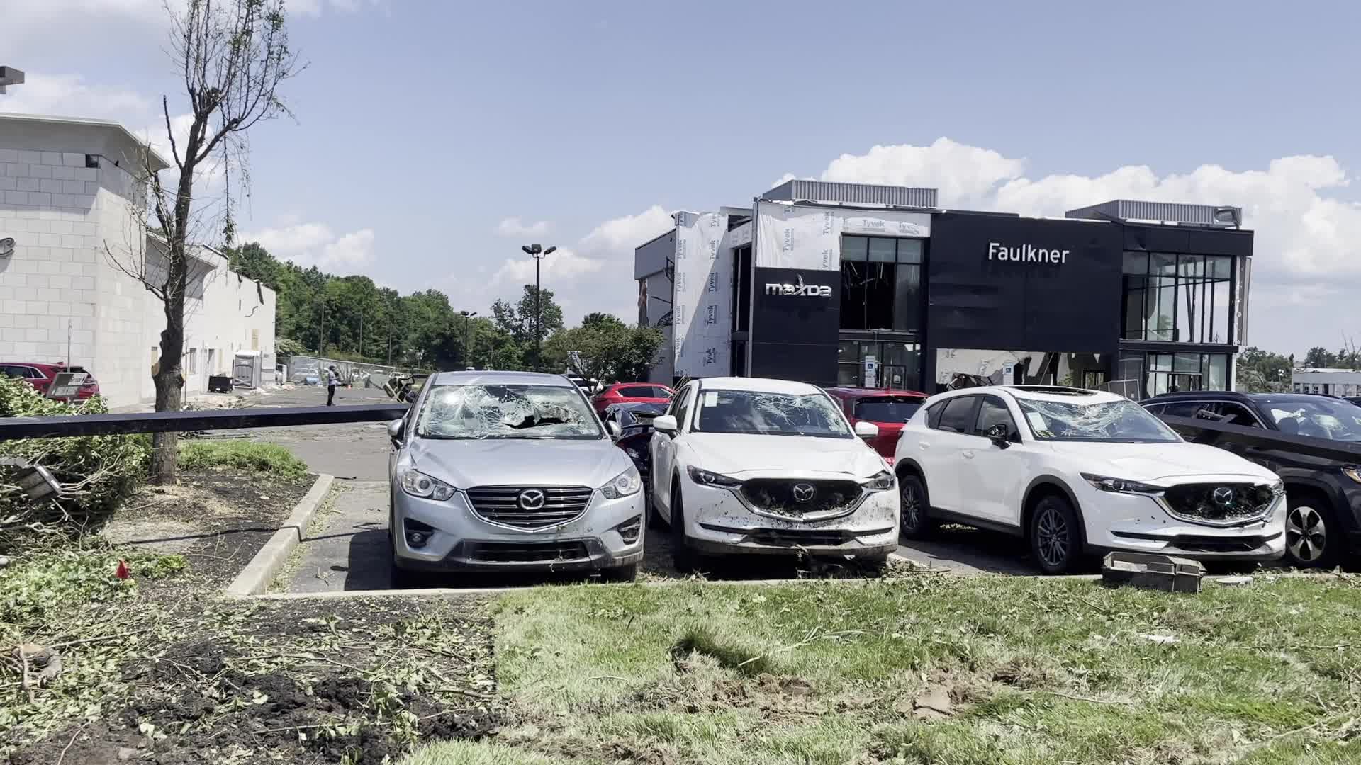 Tornado slams Faulkner Buick GMC dealership in Trevose, Pennsylvania