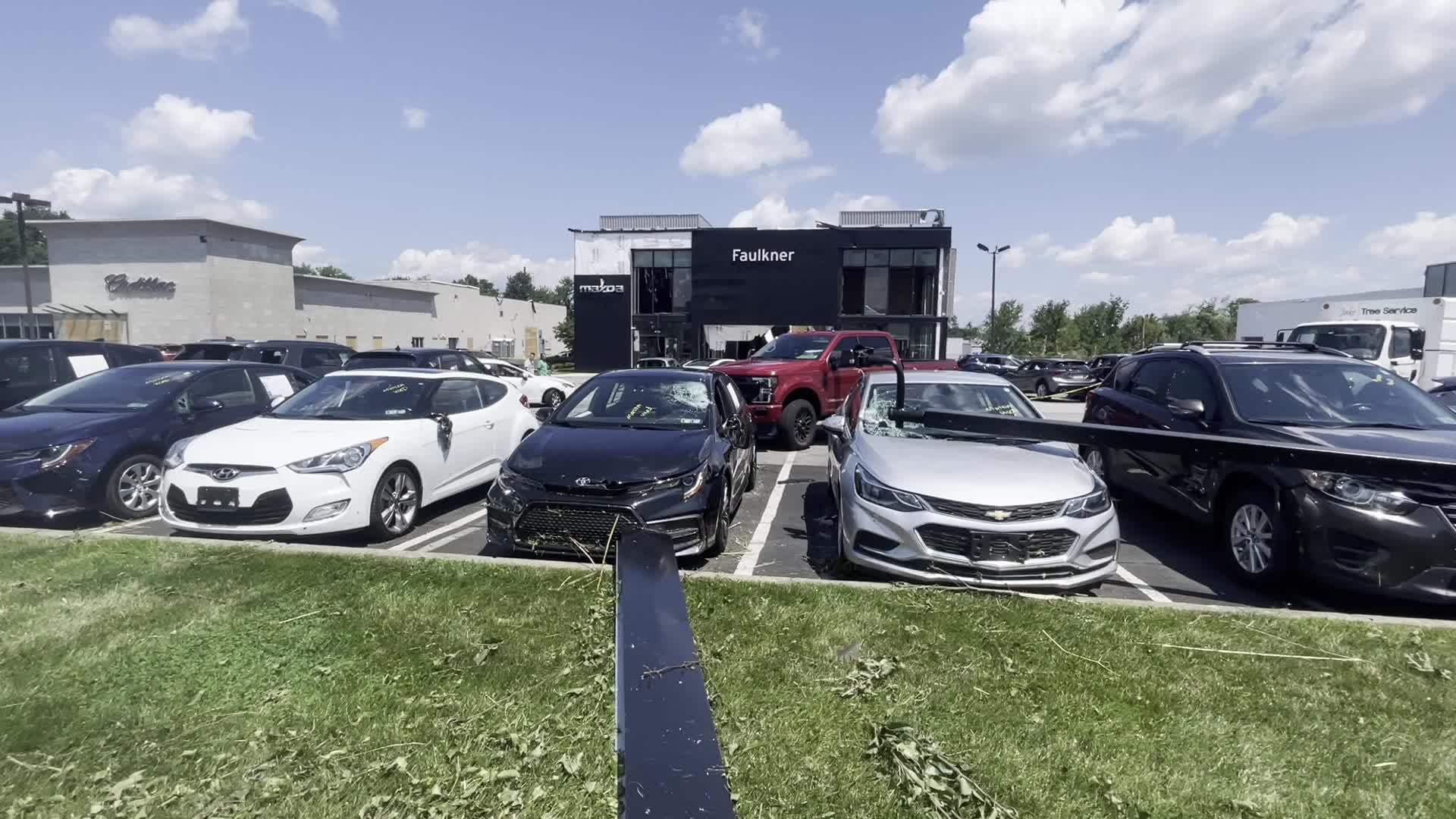 Tornado slams Faulkner Buick GMC dealership in Trevose, Pennsylvania