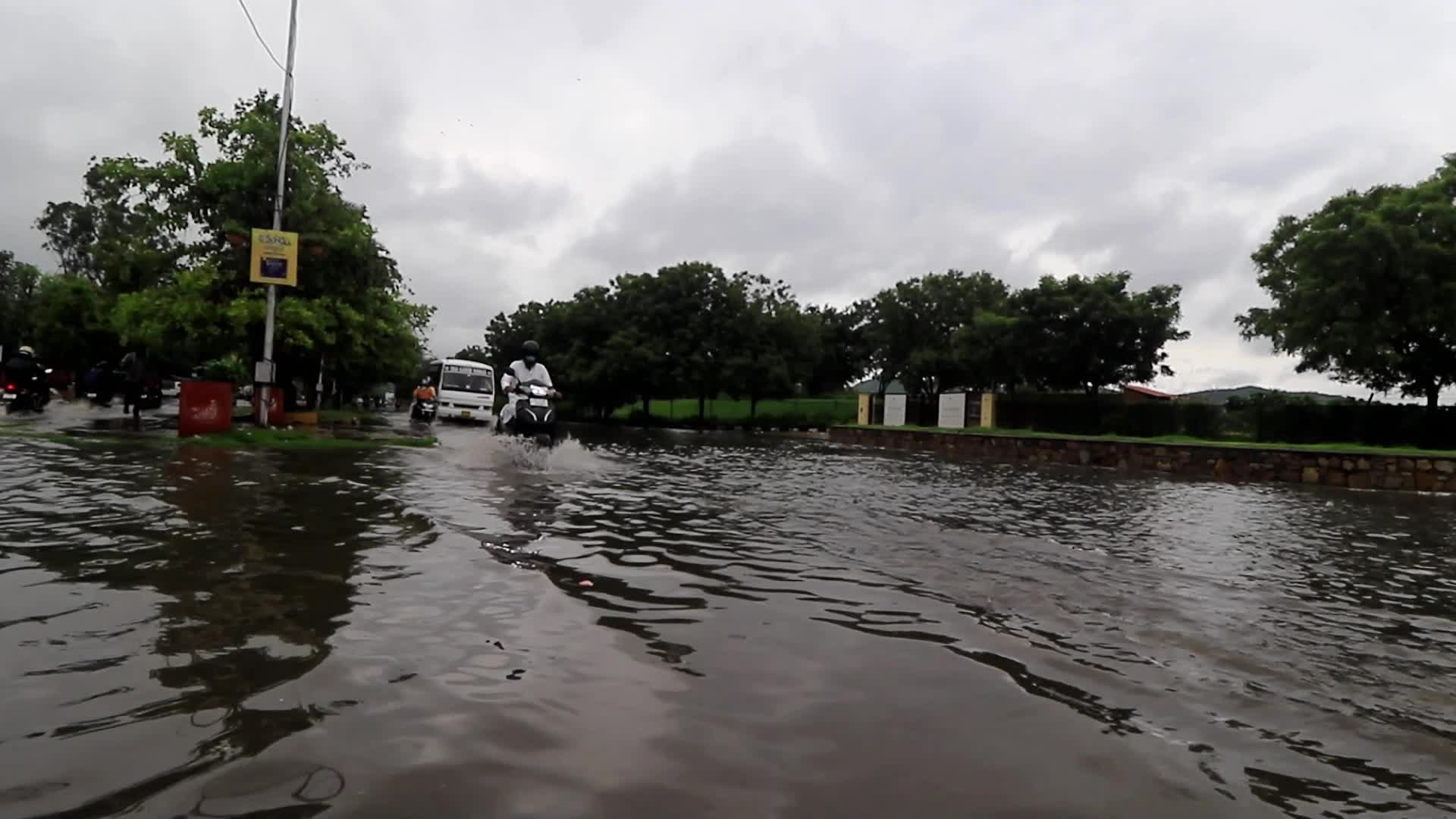 Waterlogged Street in Jaipur 