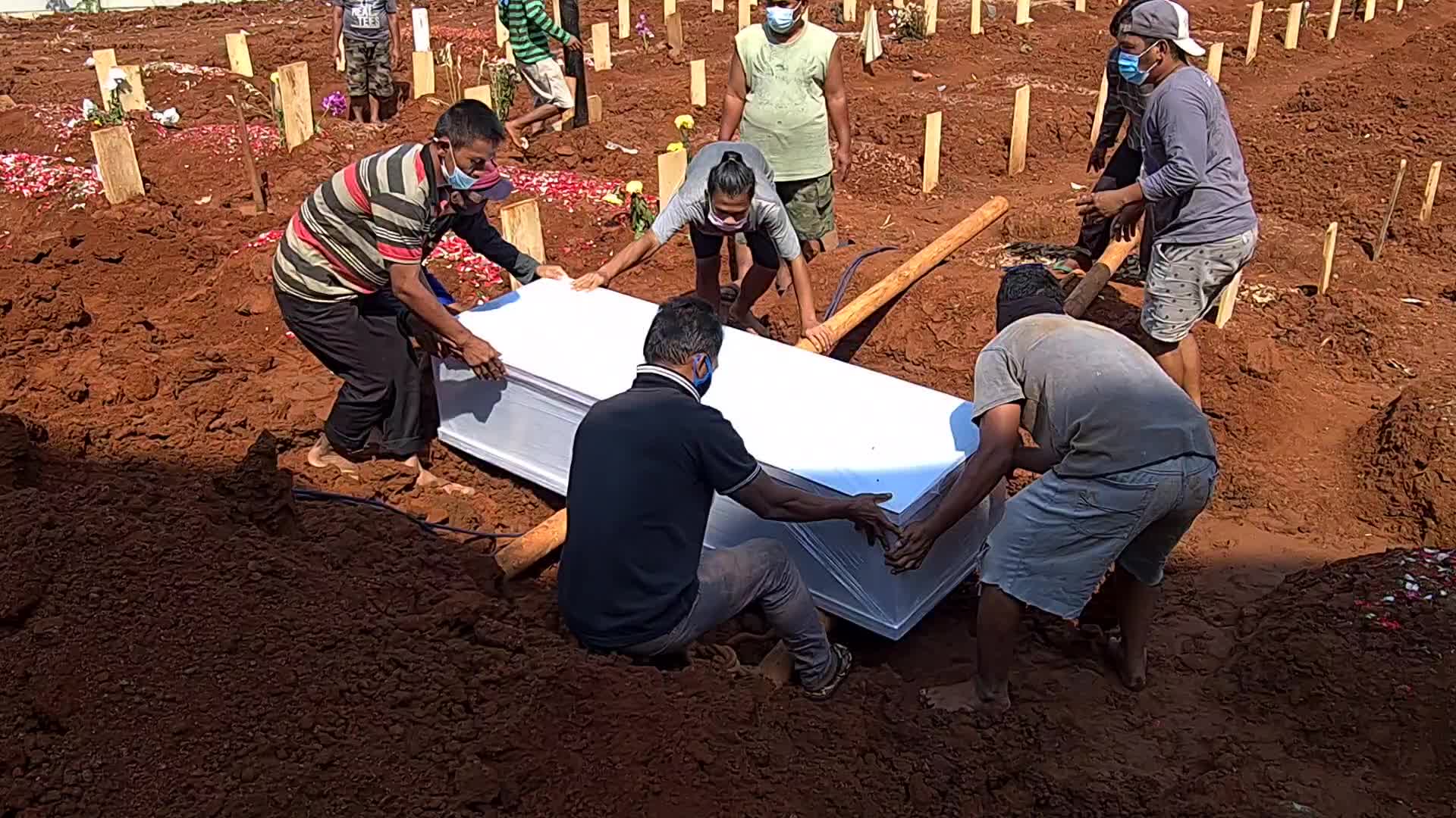 Funeral for Covid-19 victims in Indonesia