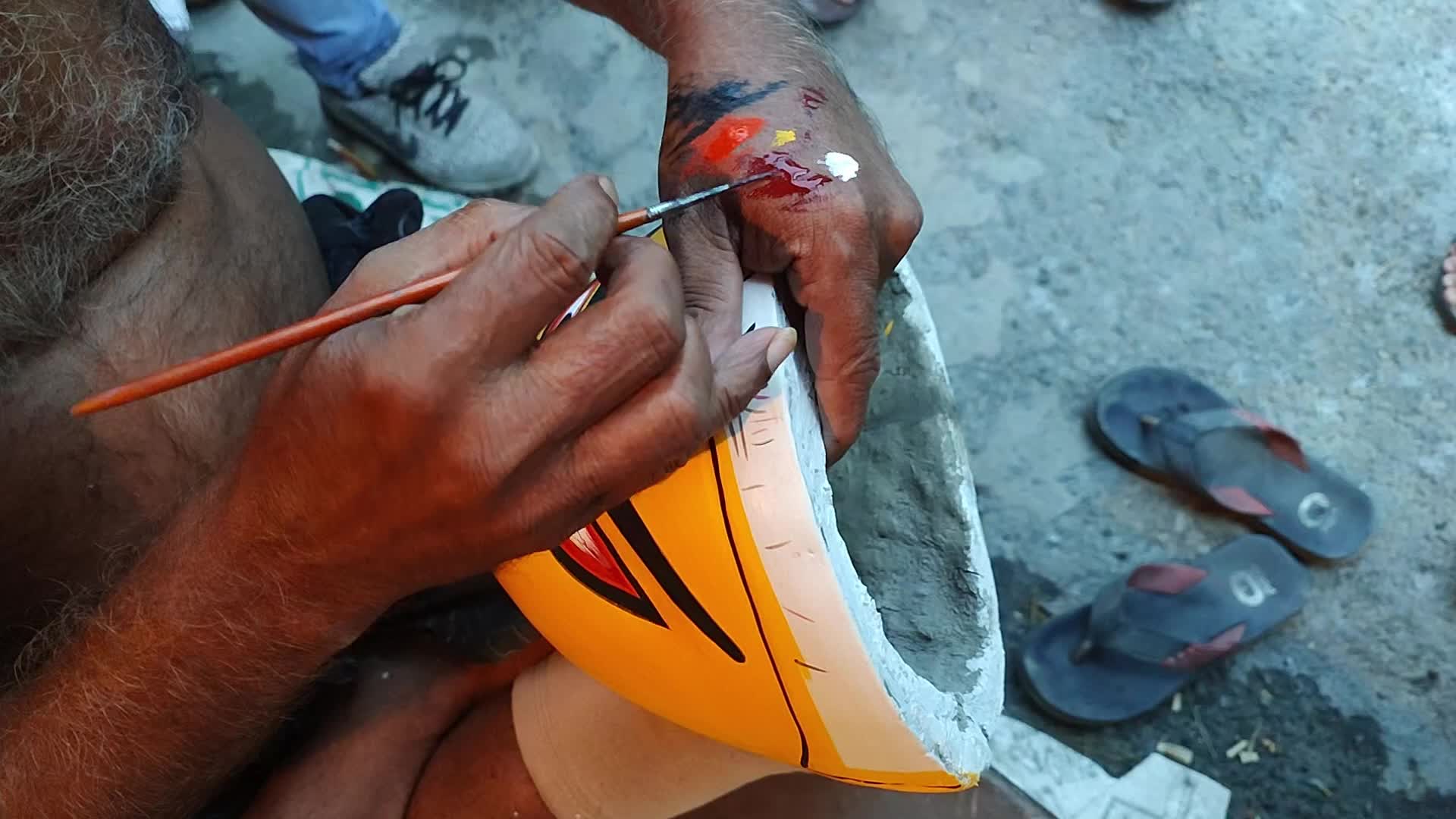Painting Durga Idol in Kolkata, India