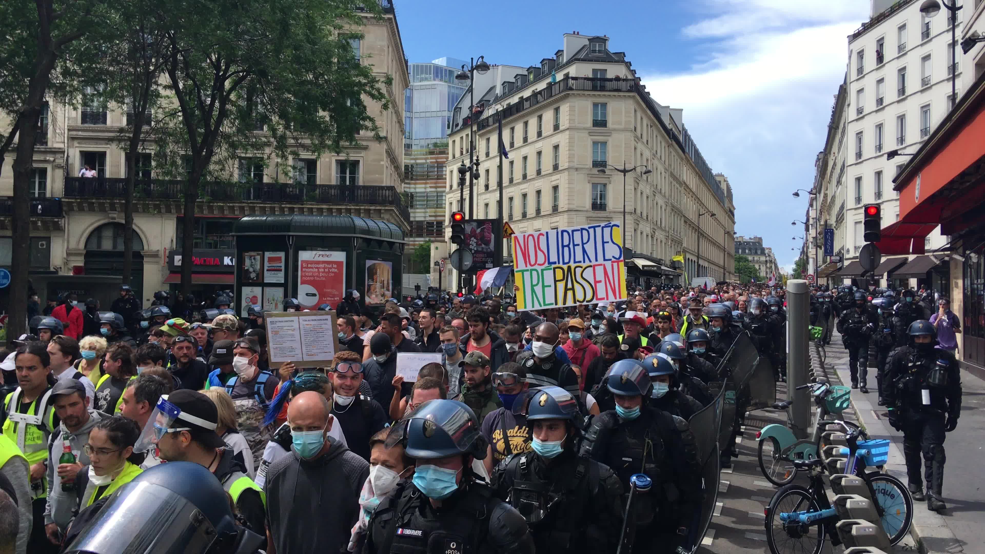 Demonstration against Covid-19 health pass in Paris