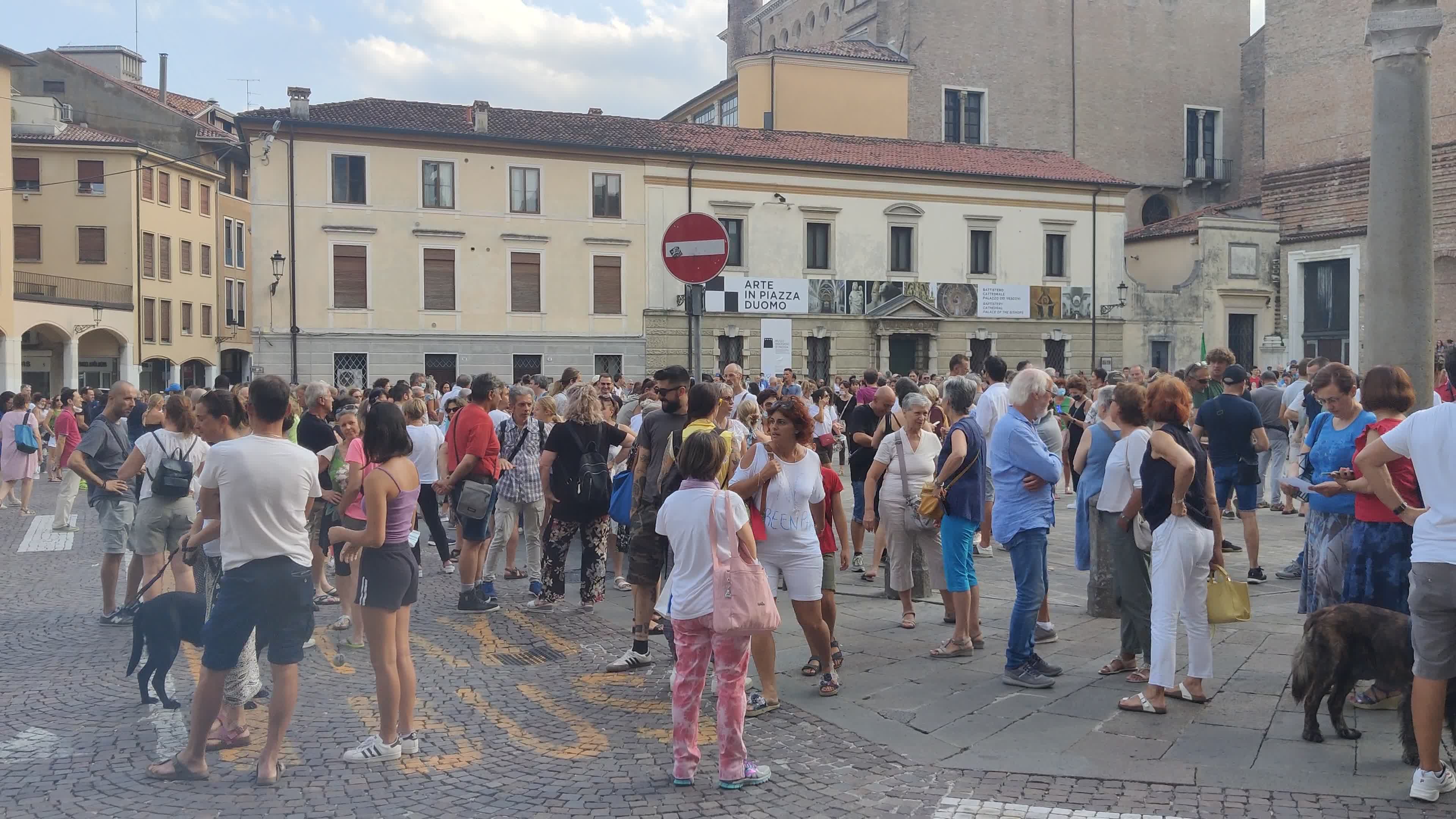 Demonstration against the "Green Pass" after it was introduces in Italy